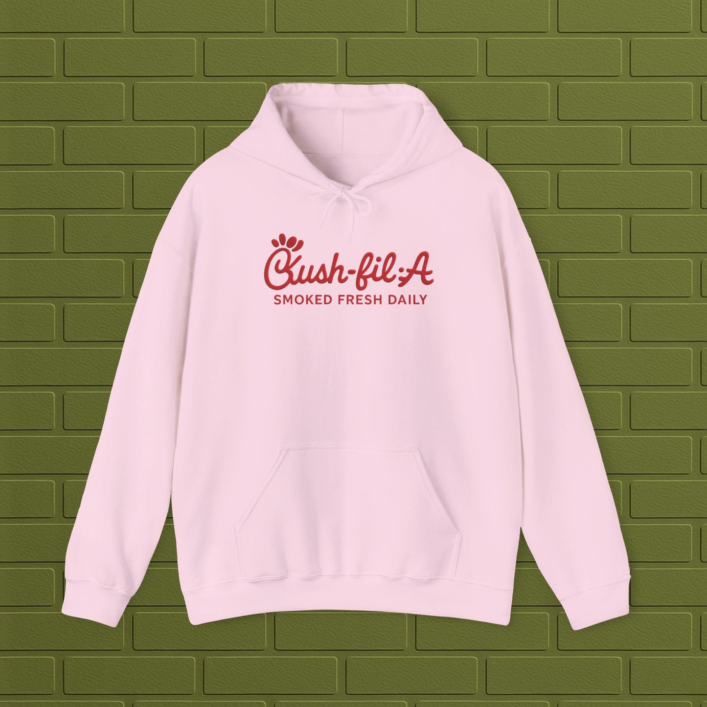 Cush-fil-A Chill Vibes Hoodie | Funny Cannabis Sweatshirt | Cozy Foodie Hoodie | Unisex Stoner Apparel | Gift for Weed Lovers