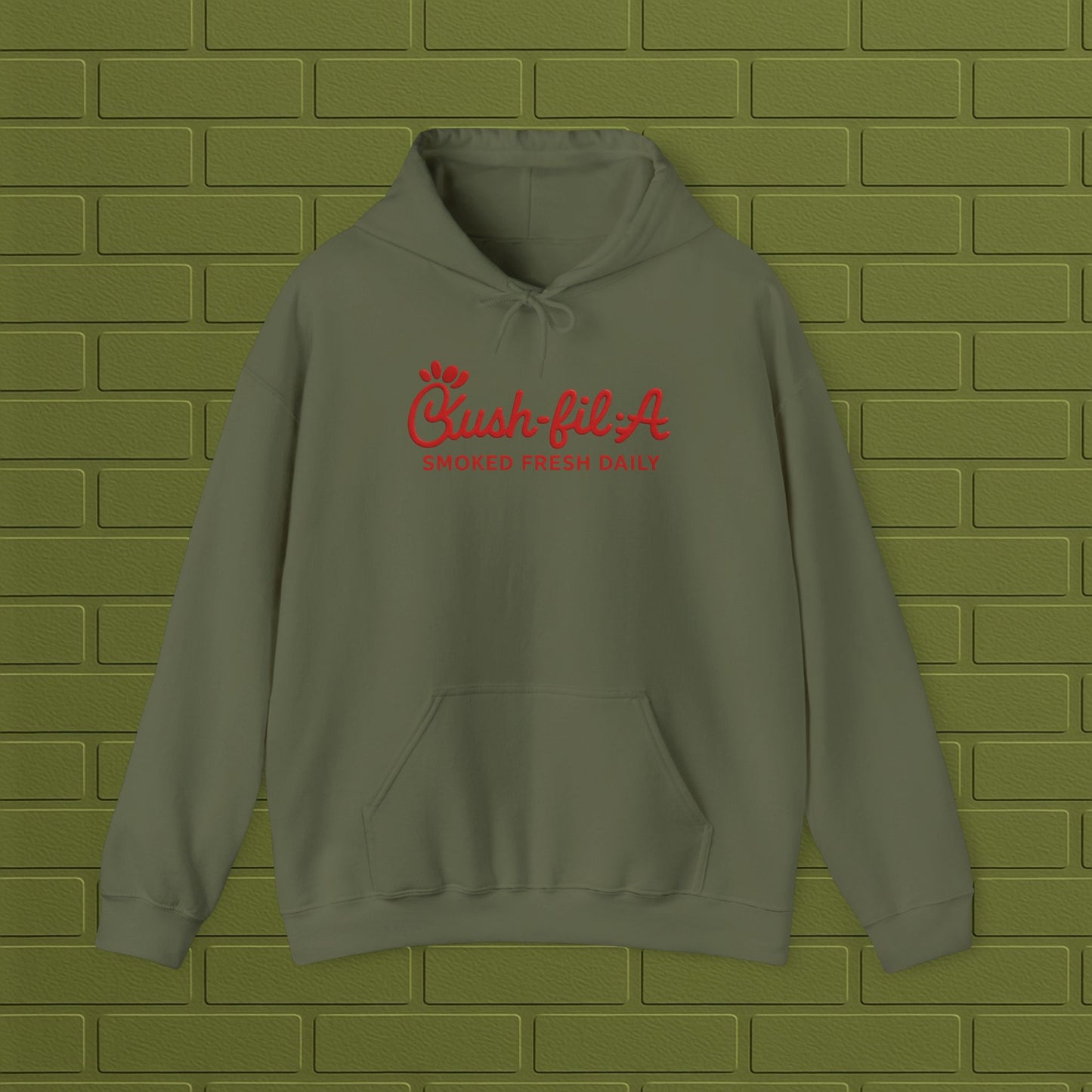 Cush-fil-A Chill Vibes Hoodie | Funny Cannabis Sweatshirt | Cozy Foodie Hoodie | Unisex Stoner Apparel | Gift for Weed Lovers