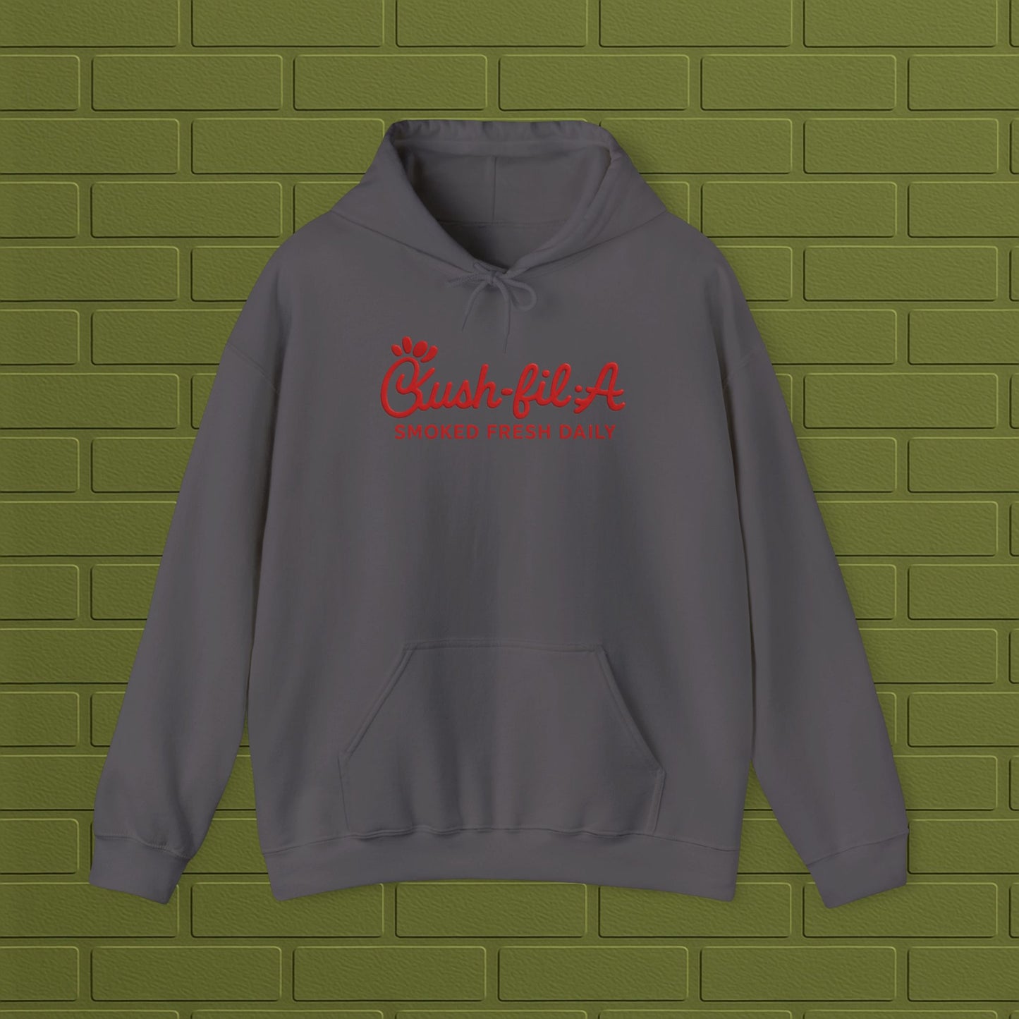 Cush-fil-A Chill Vibes Hoodie | Funny Cannabis Sweatshirt | Cozy Foodie Hoodie | Unisex Stoner Apparel | Gift for Weed Lovers