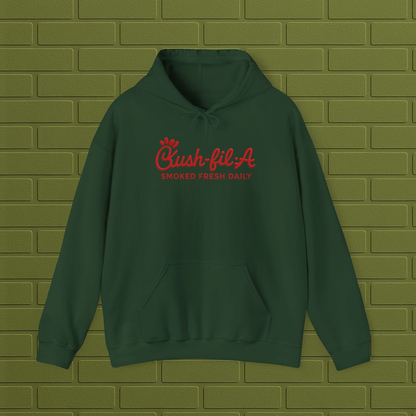 Cush-fil-A Chill Vibes Hoodie | Funny Cannabis Sweatshirt | Cozy Foodie Hoodie | Unisex Stoner Apparel | Gift for Weed Lovers