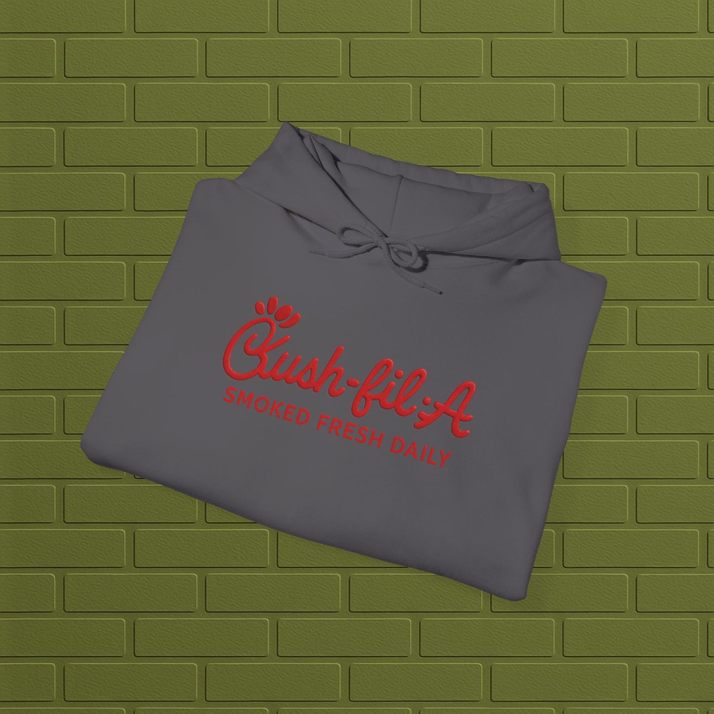 Cush-fil-A Chill Vibes Hoodie | Funny Cannabis Sweatshirt | Cozy Foodie Hoodie | Unisex Stoner Apparel | Gift for Weed Lovers