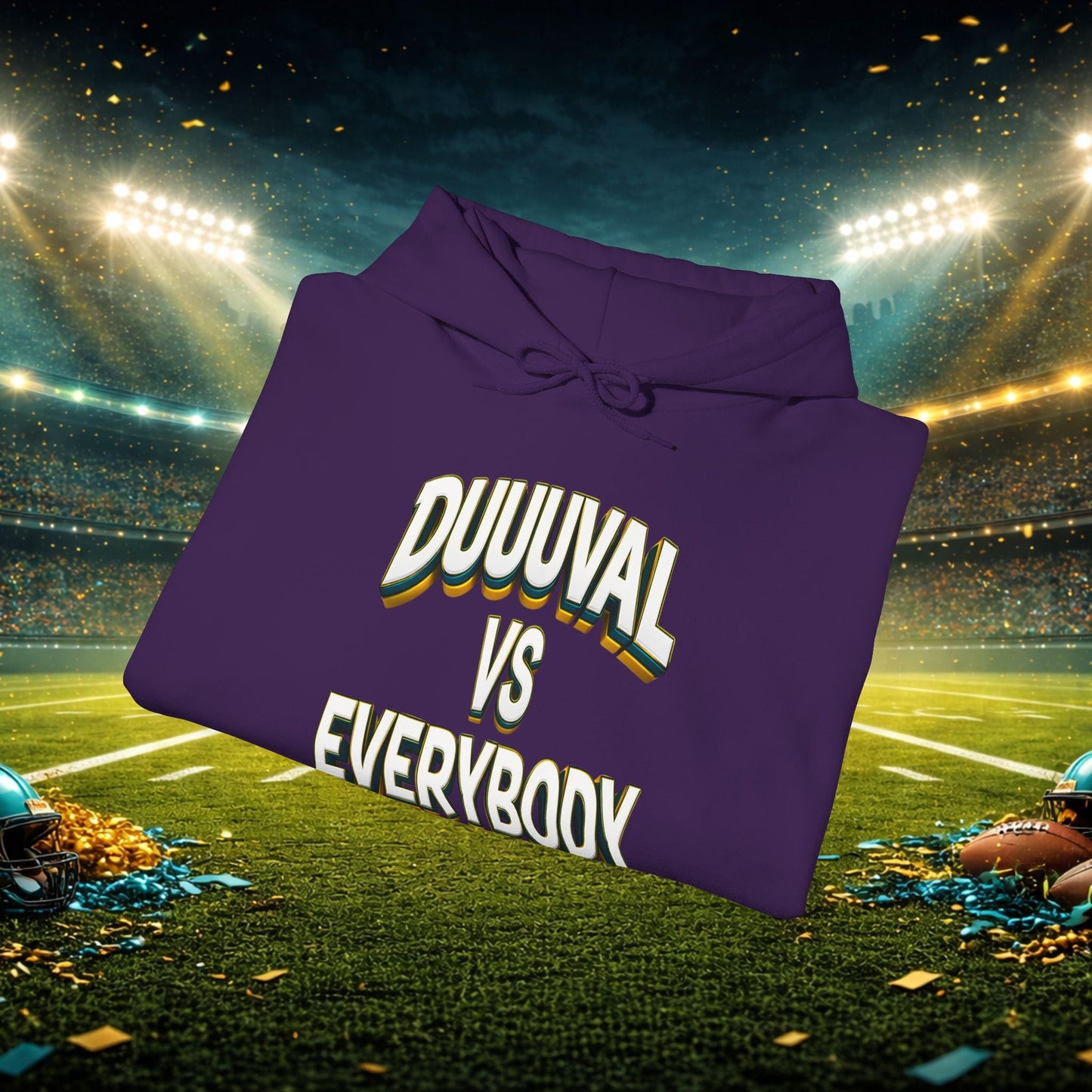 Defend The Bank Hoodie — "DUUUVAL vs EVERYBODY" Jacksonville Streetwear Hoodie Printify