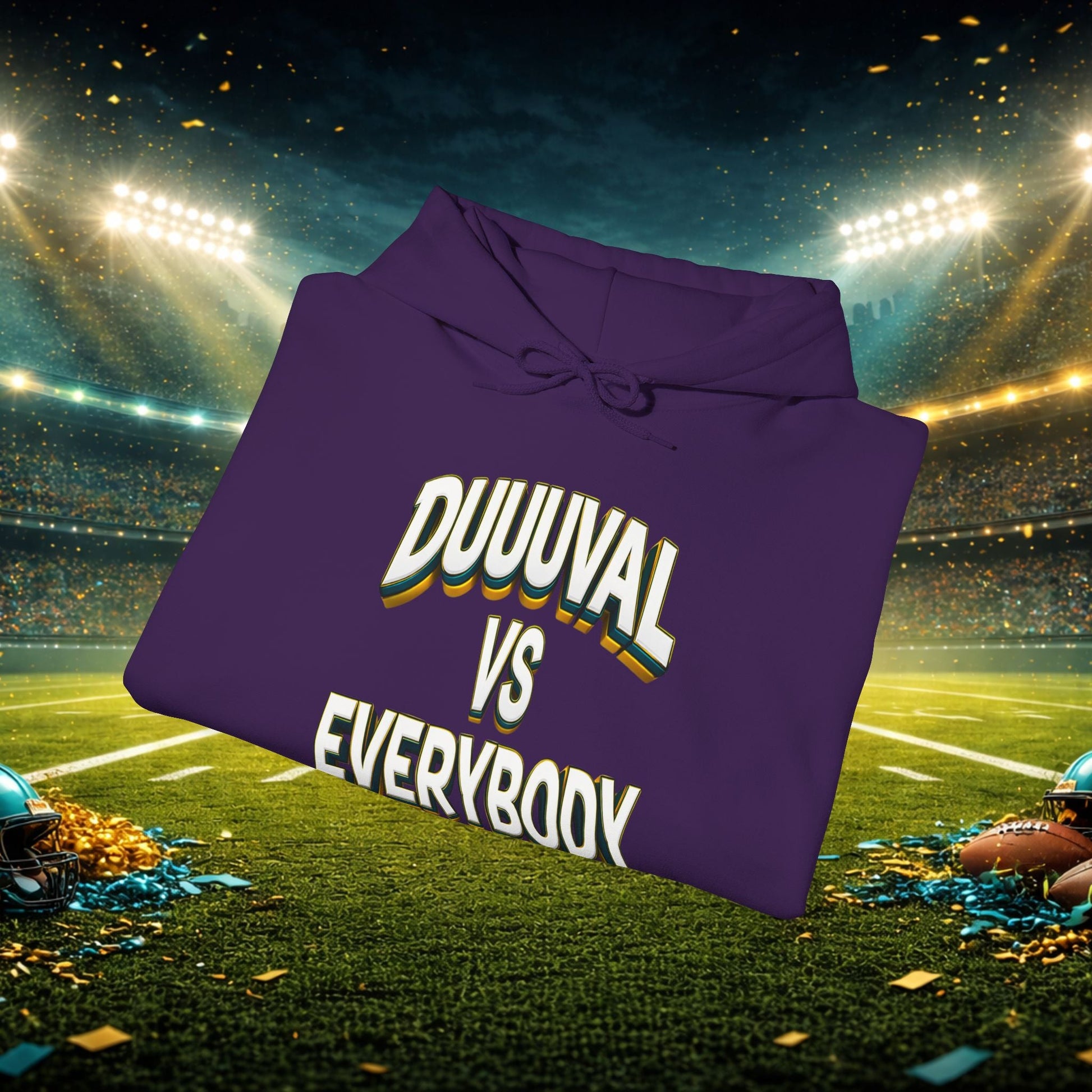 Defend The Bank Hoodie — "DUUUVAL vs EVERYBODY" Jacksonville Streetwear Hoodie Printify