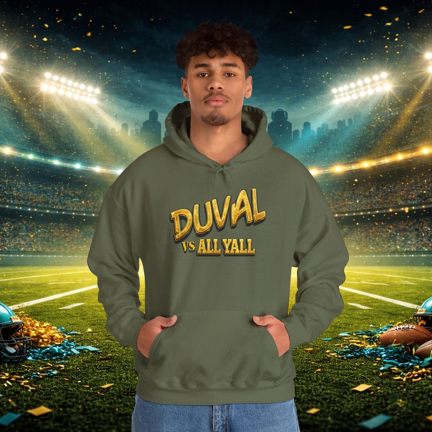 Duval vs All Y’all Hoodie — "Playoff Mode: Locked In" Football Fan Sweatshirt Printify