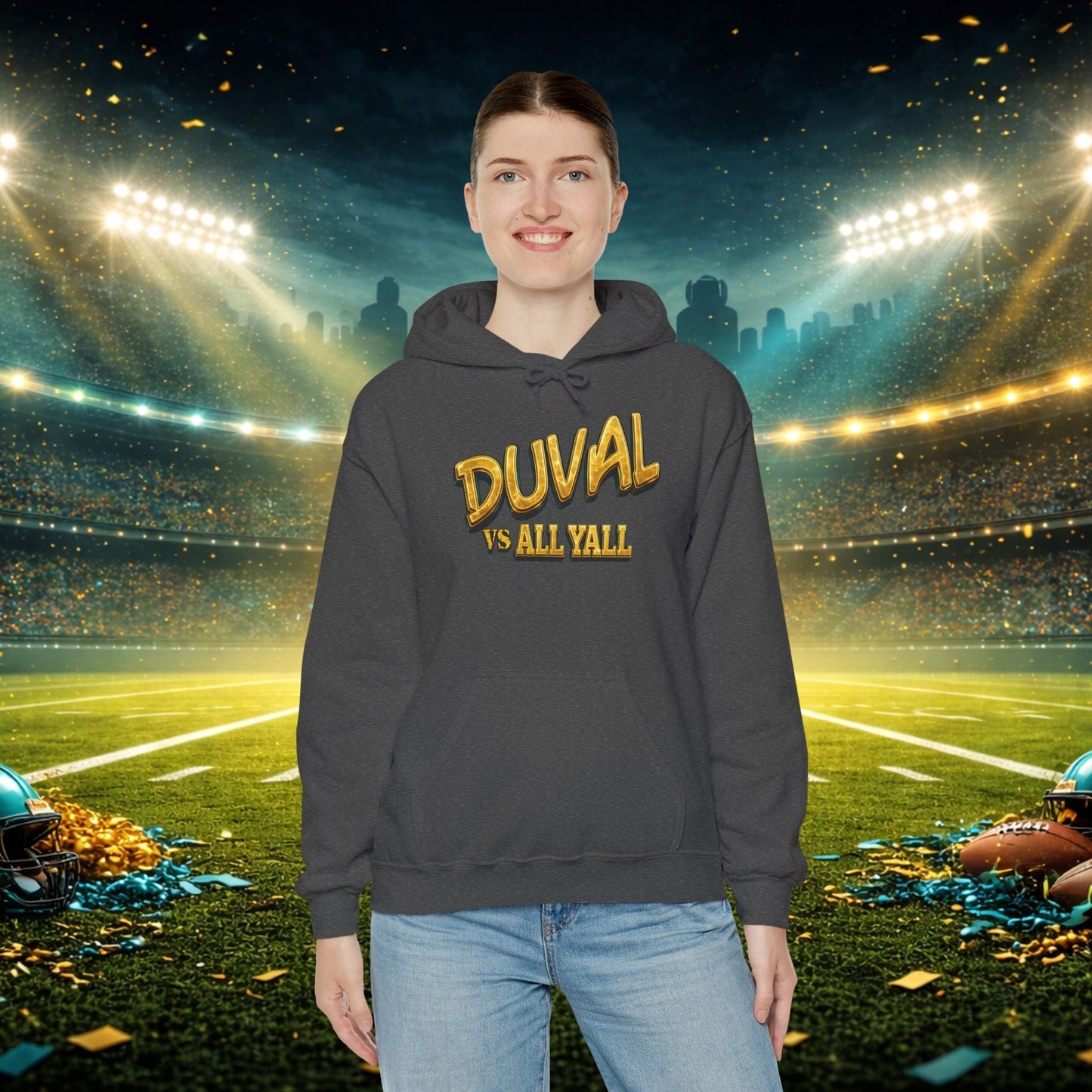 Duval vs All Y’all Hoodie — "Playoff Mode: Locked In" Football Fan Sweatshirt Printify