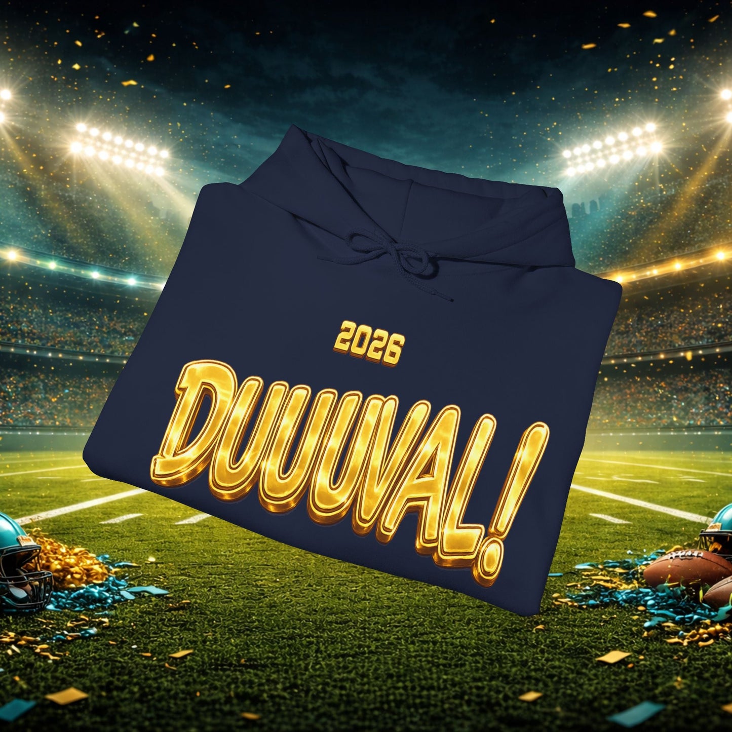 DUUUVAL Football Hoodie – "Locked In, Hunt Every Down" Team Pride Sweatshirt Printify