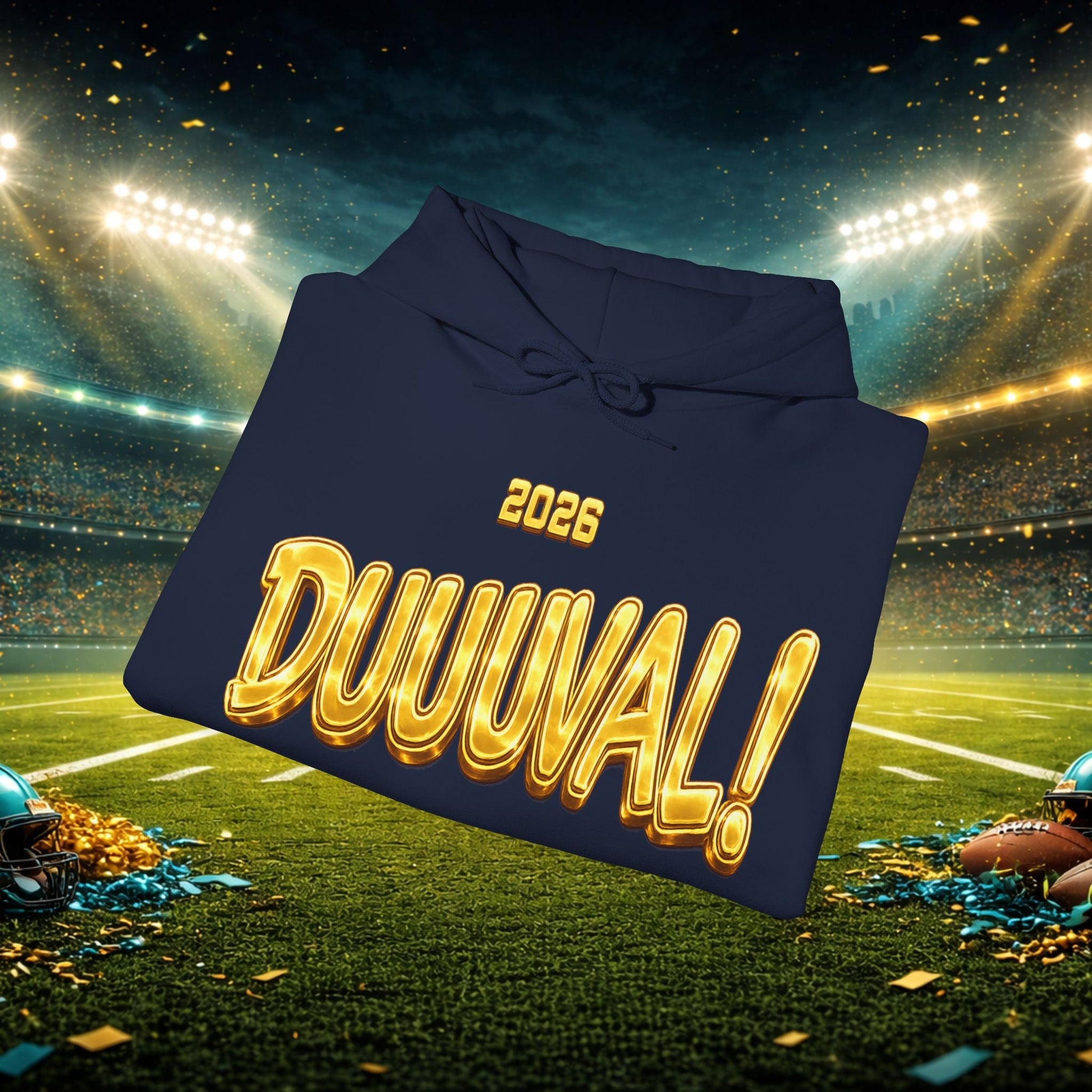 DUUUVAL Football Hoodie – "Locked In, Hunt Every Down" Team Pride Sweatshirt Printify
