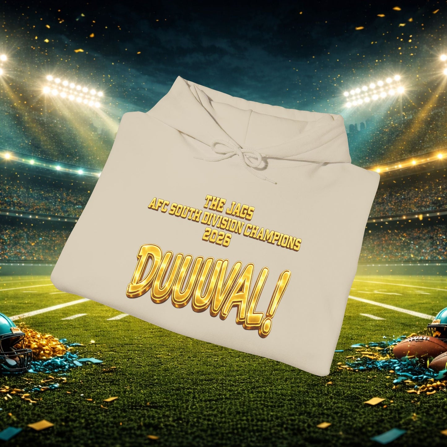 DUUUVAL Football Hoodie – "Locked In, Hunt Every Down" Team Pride Sweatshirt Printify