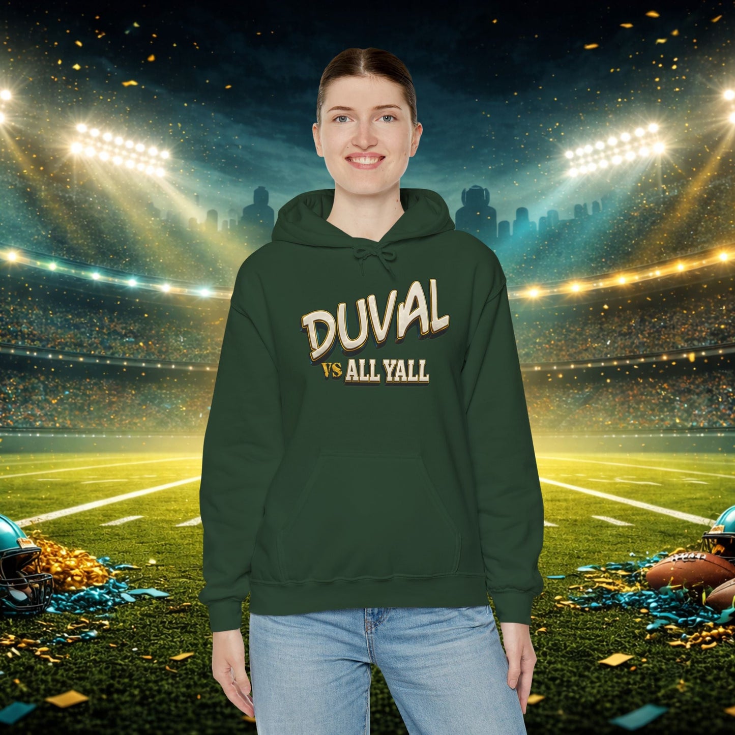 Duval vs All Y’all Hoodie — "Playoff Mode: Locked In" Football Fan Sweatshirt Printify