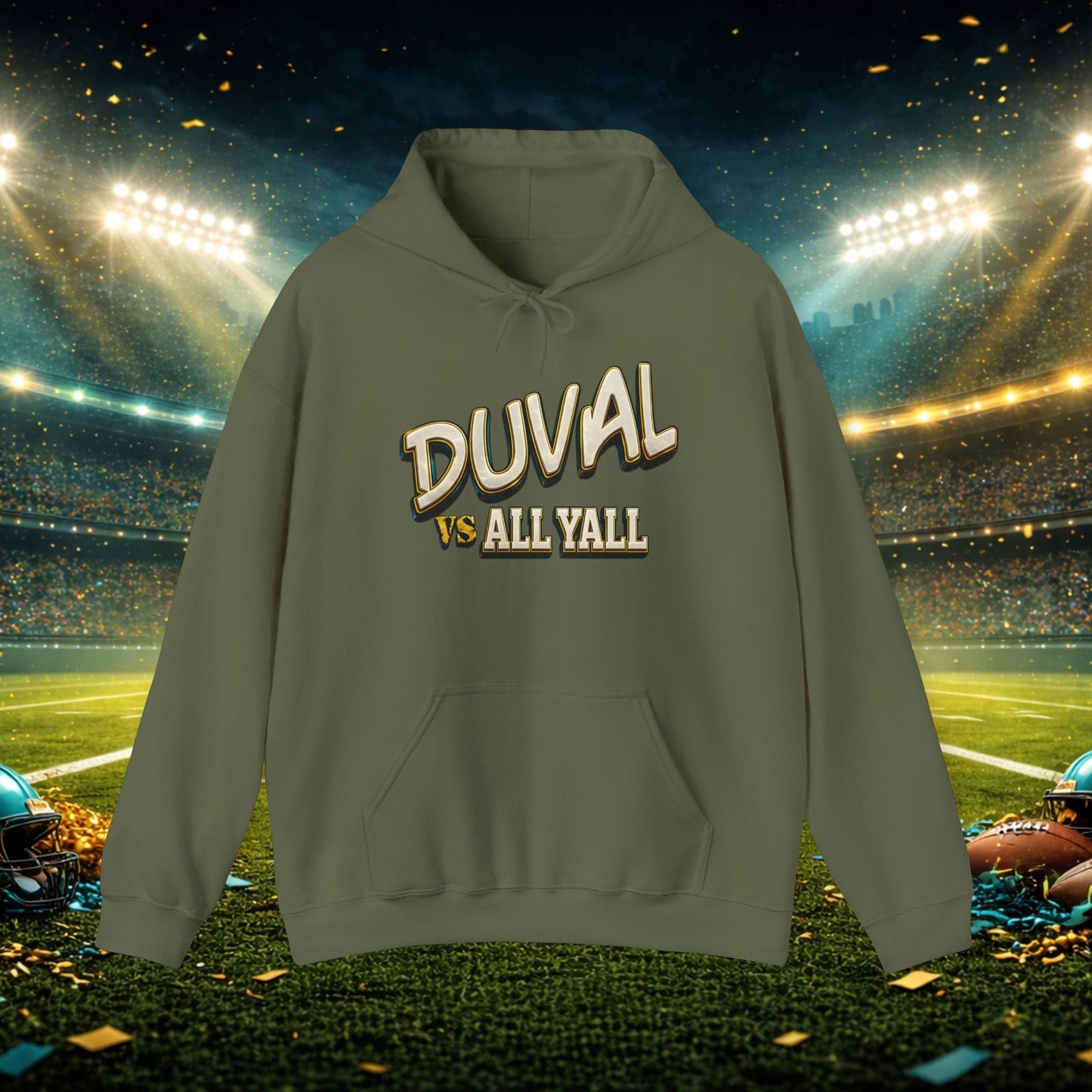 Duval vs All Y’all Hoodie — "Playoff Mode: Locked In" Football Fan Sweatshirt Printify