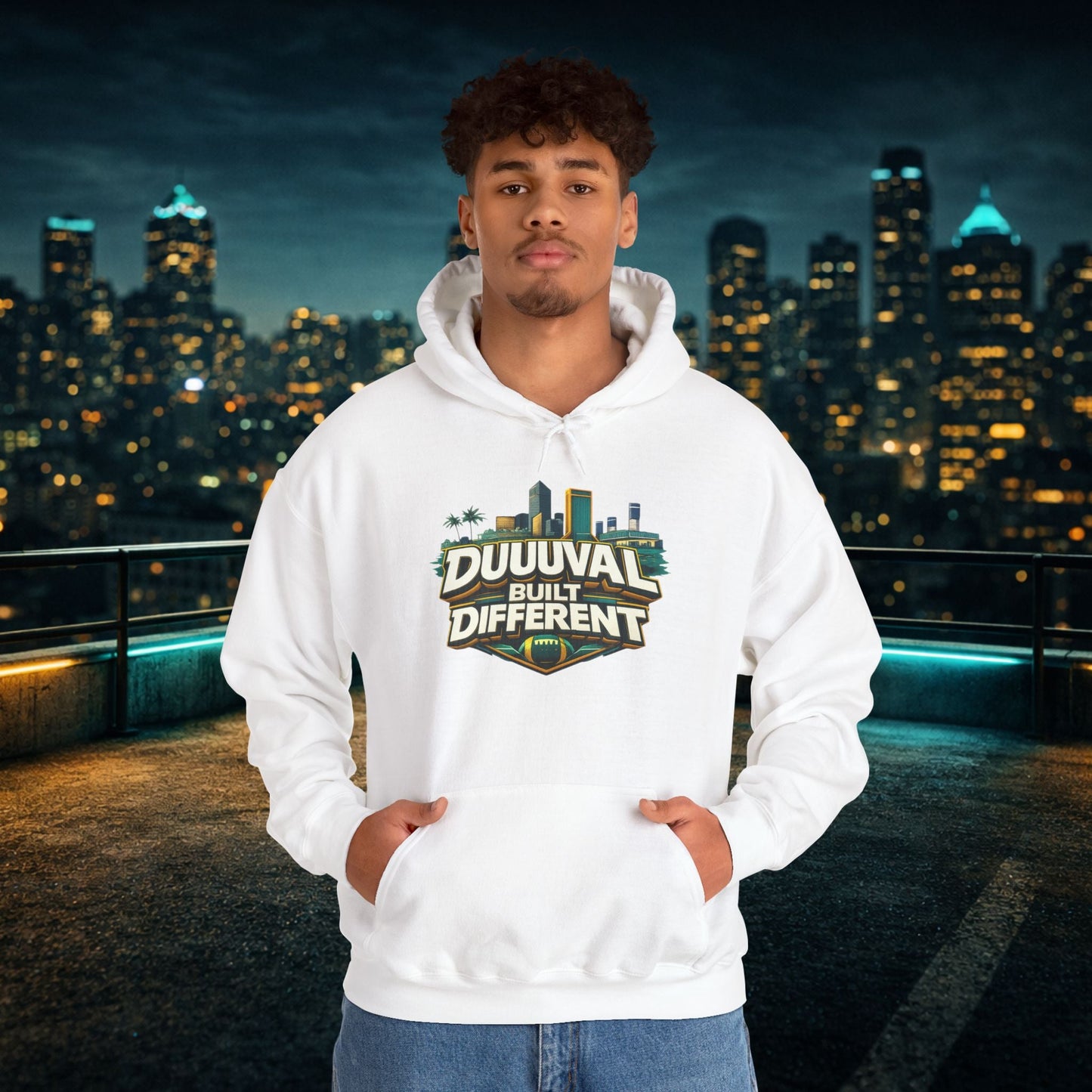 Duuuval Built Different / Defend The Bank Hoodie — Jacksonville Pride Graphic Hoodie Printify
