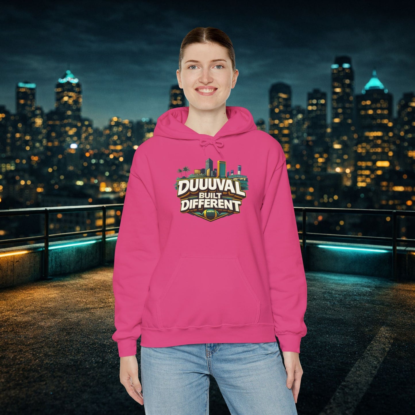 Duuuval Built Different / Defend The Bank Hoodie — Jacksonville Pride Graphic Hoodie Printify