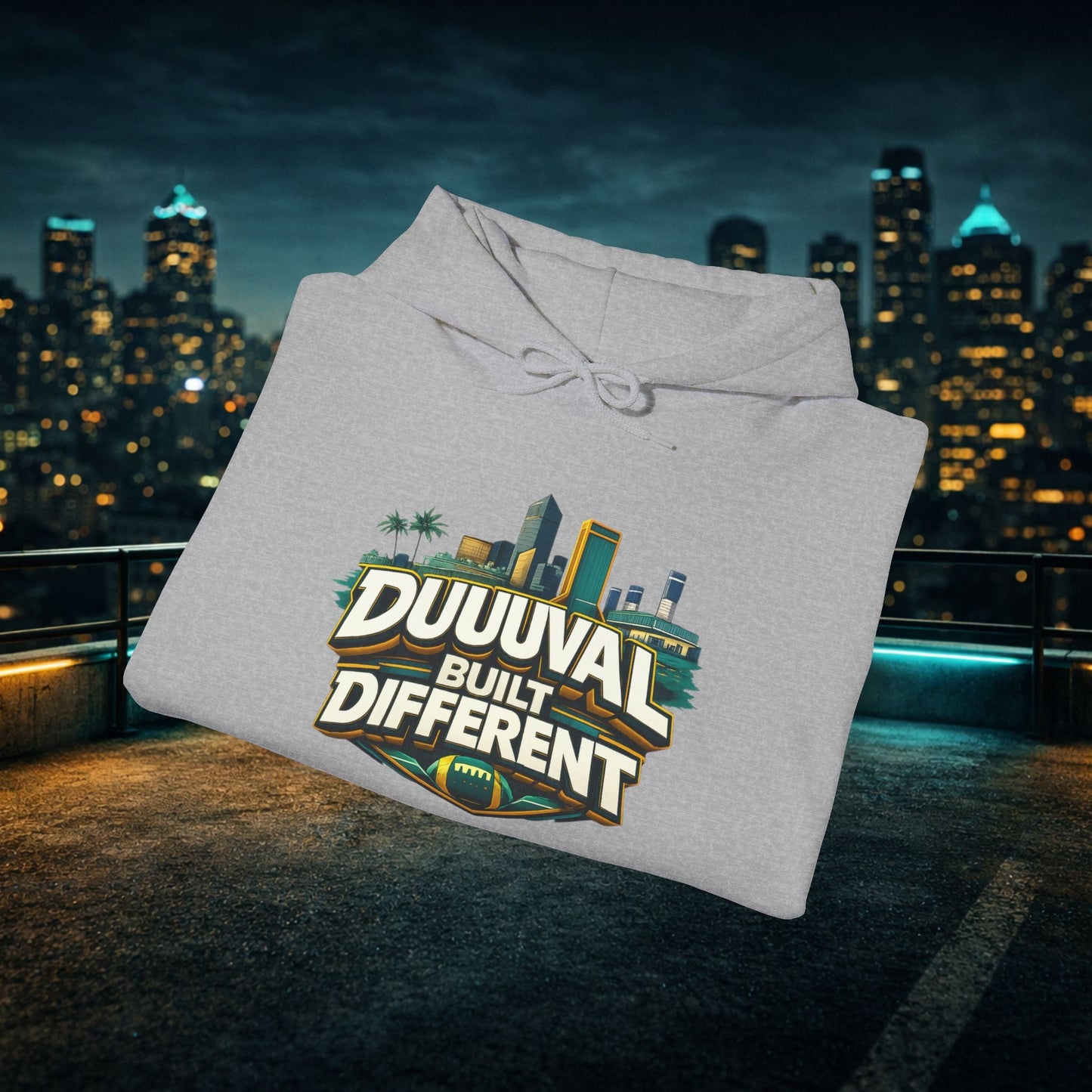 Duuuval Built Different / Defend The Bank Hoodie — Jacksonville Pride Graphic Hoodie Printify