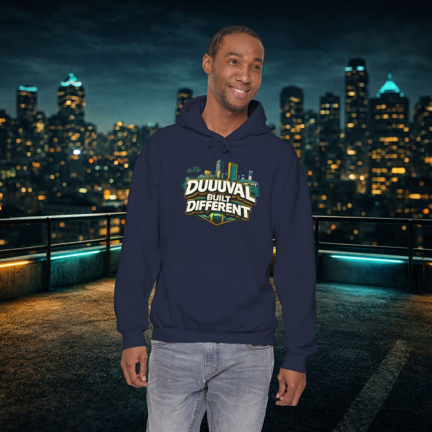 Duuuval Built Different / Defend The Bank Hoodie — Jacksonville Pride Graphic Hoodie Printify