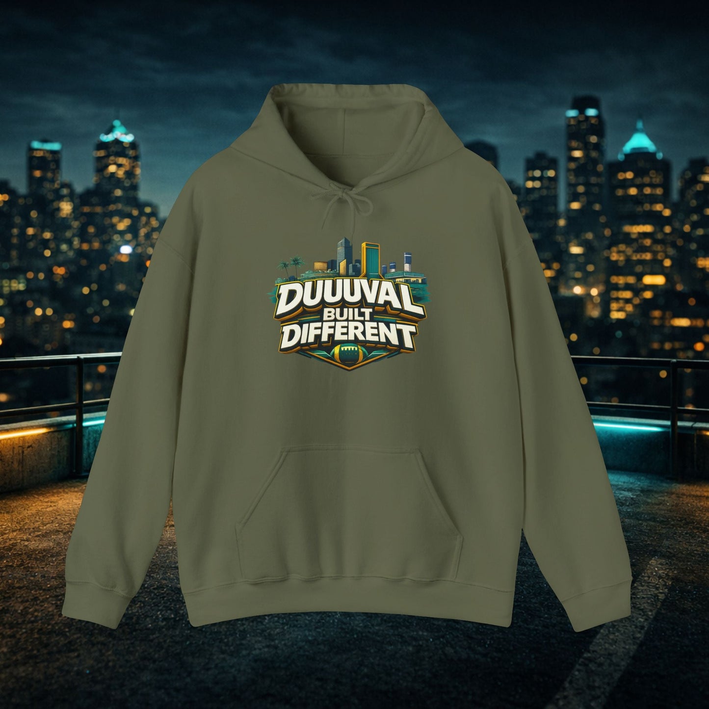Duuuval Built Different / Defend The Bank Hoodie — Jacksonville Pride Graphic Hoodie Printify