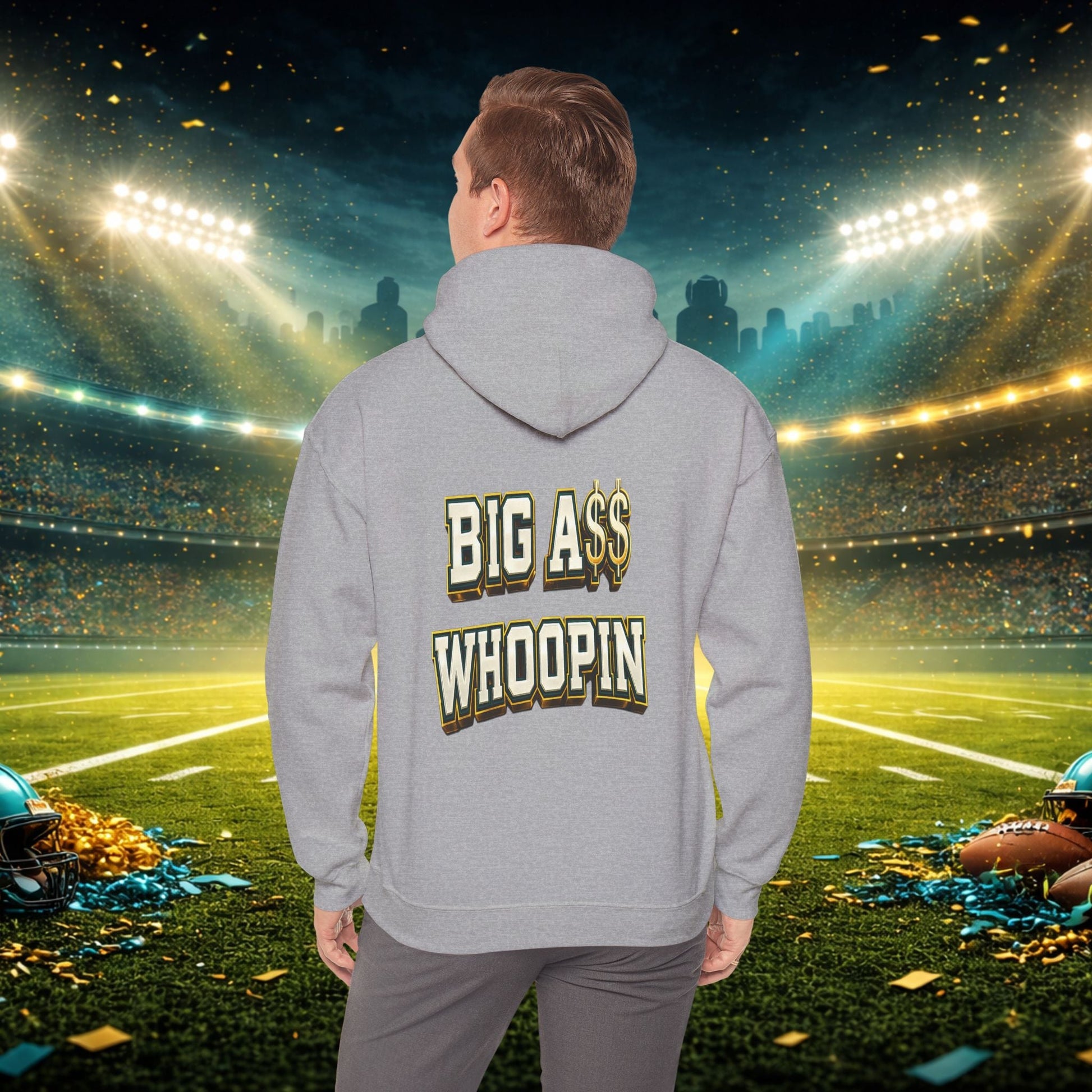 Big A Whoopin Hoodie — "Just a Small Market Team" Football Fan Sweatshirt Printify