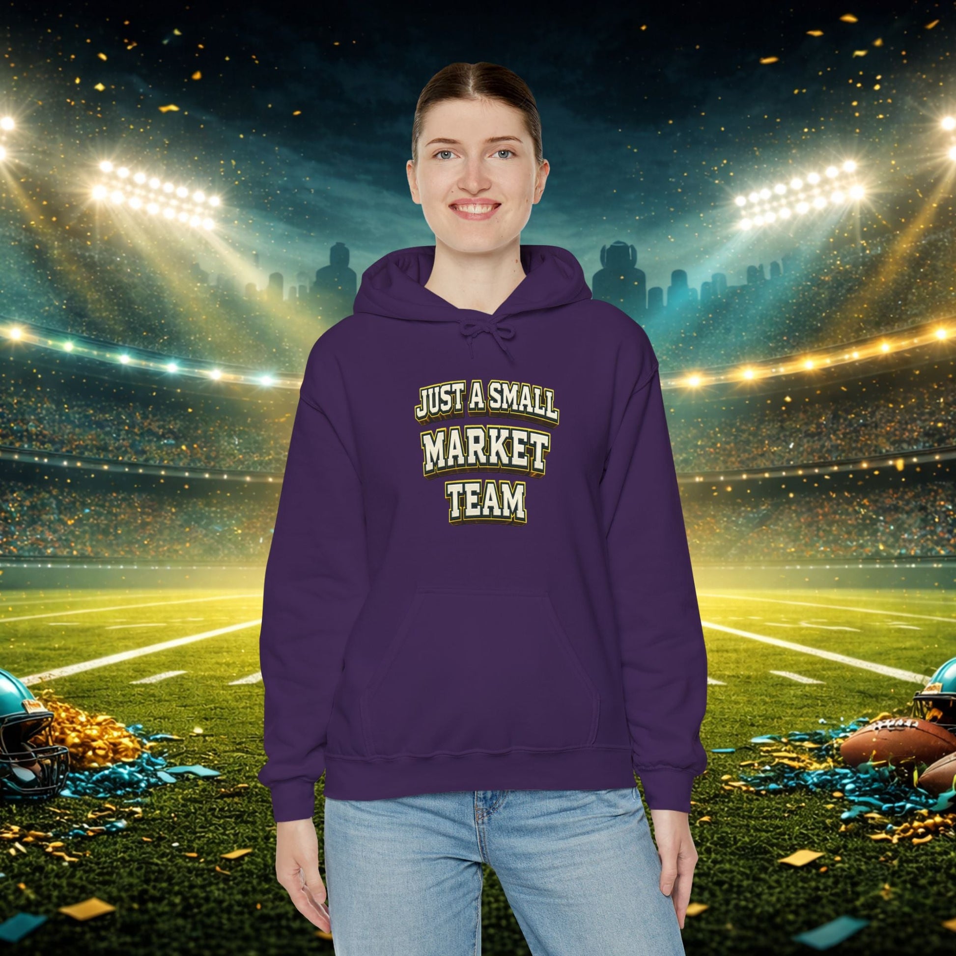 Big A Whoopin Hoodie — "Just a Small Market Team" Football Fan Sweatshirt Printify