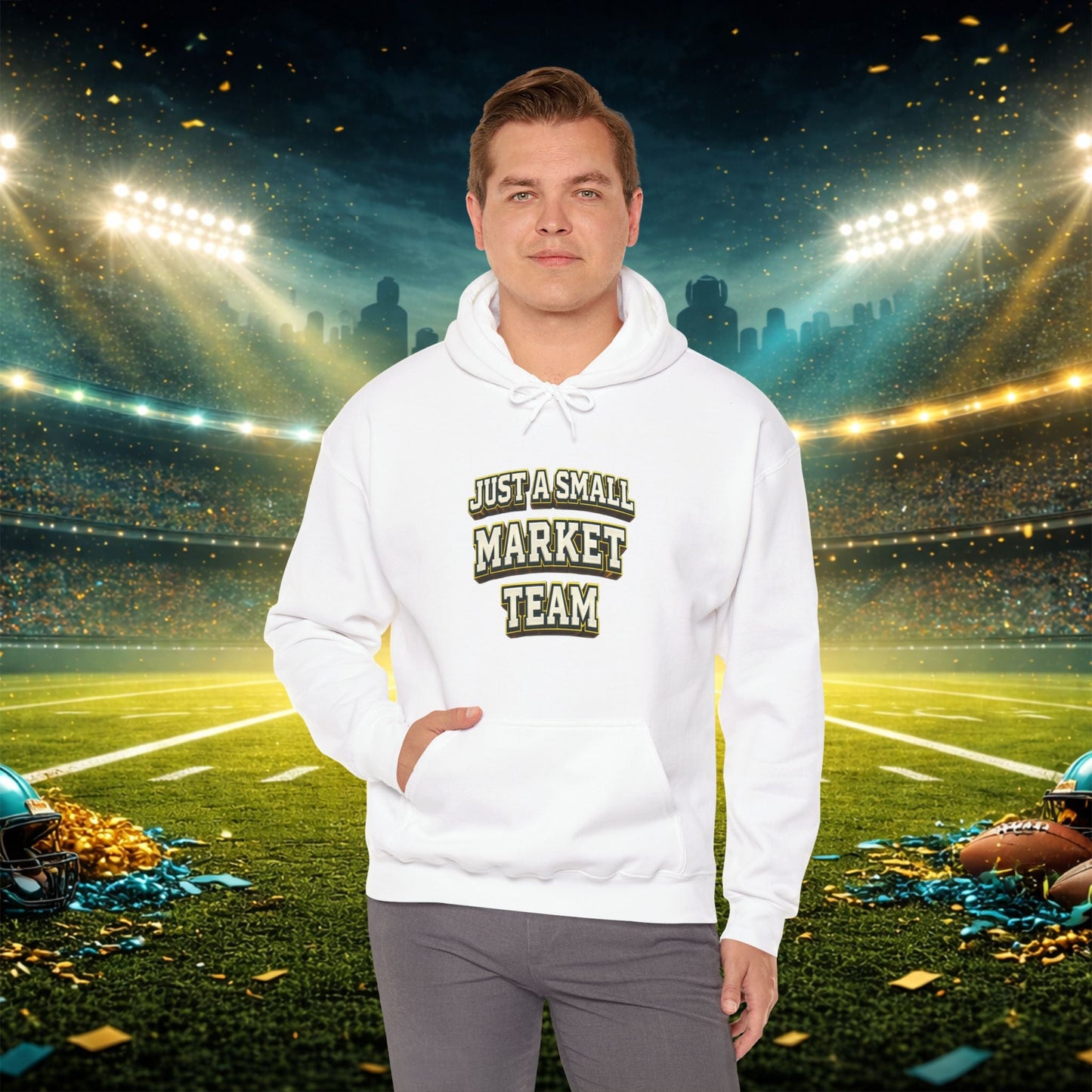 Big A Whoopin Hoodie — "Just a Small Market Team" Football Fan Sweatshirt Printify