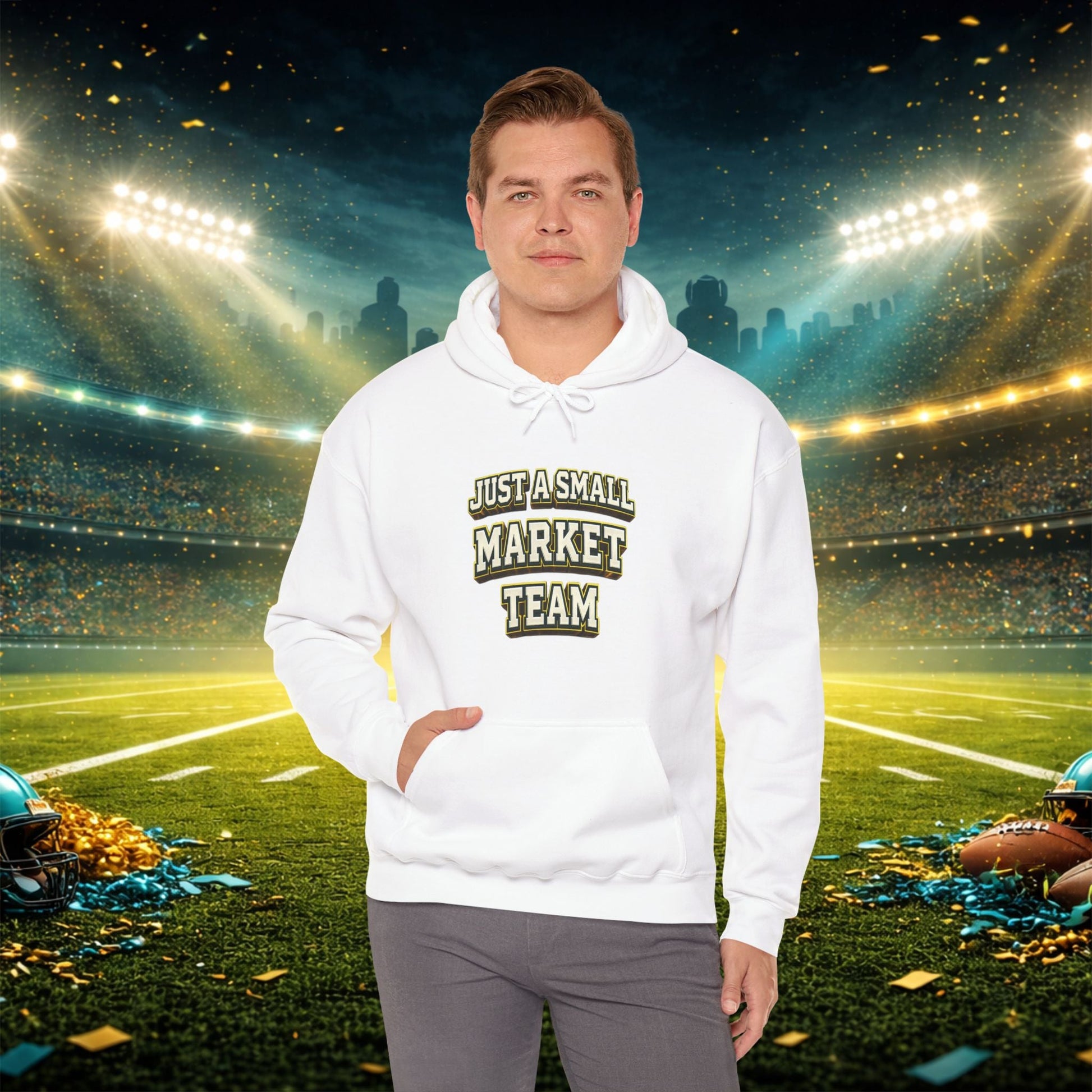 Big A Whoopin Hoodie — "Just a Small Market Team" Football Fan Sweatshirt Printify