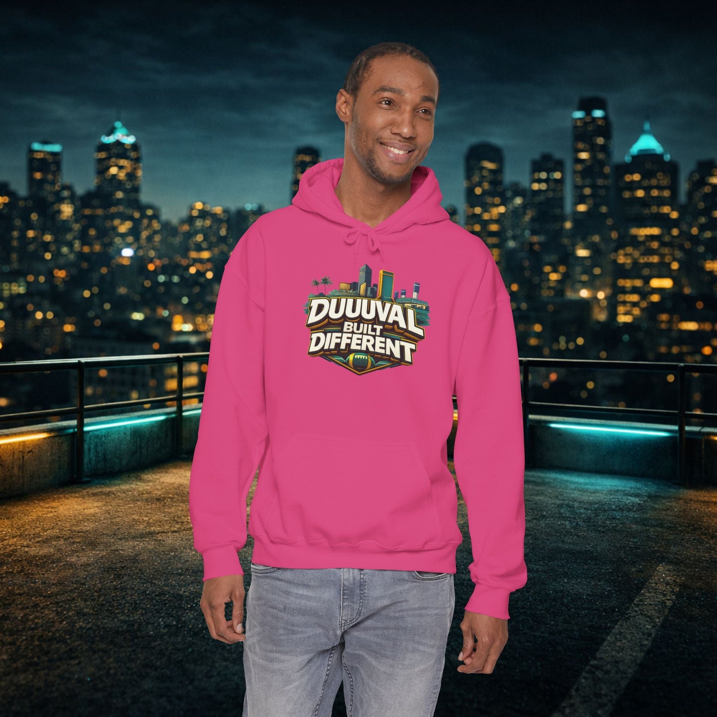 Duuuval Built Different / Defend The Bank Hoodie — Jacksonville Pride Graphic Hoodie Printify