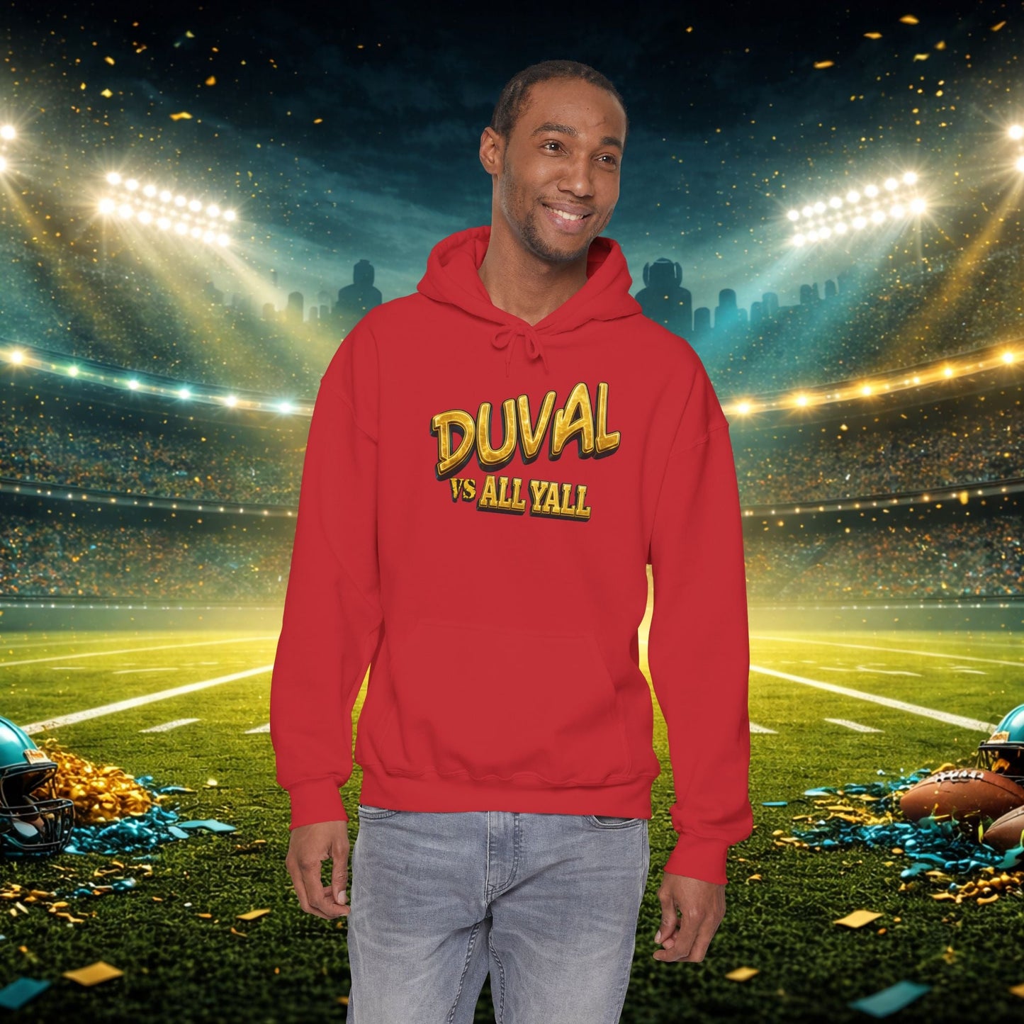 Duval vs All Y’all Hoodie — "Playoff Mode: Locked In" Football Fan Sweatshirt Printify