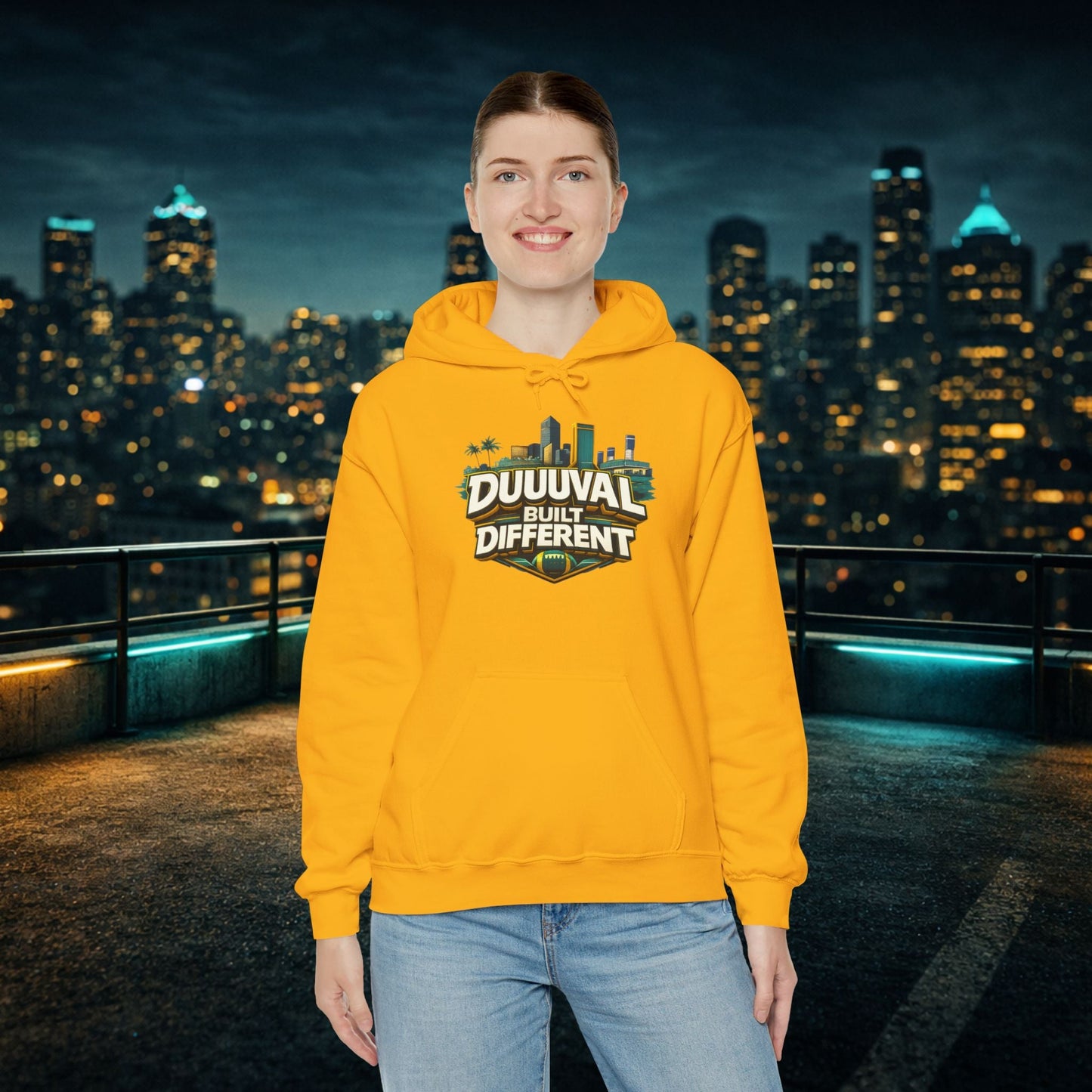 Duuuval Built Different / Defend The Bank Hoodie — Jacksonville Pride Graphic Hoodie Printify