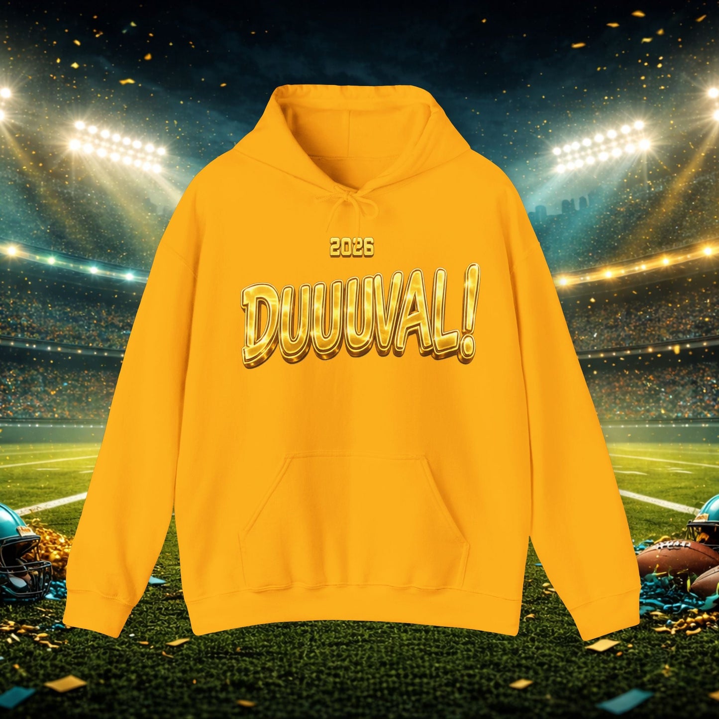 DUUUVAL Football Hoodie – "Locked In, Hunt Every Down" Team Pride Sweatshirt Printify