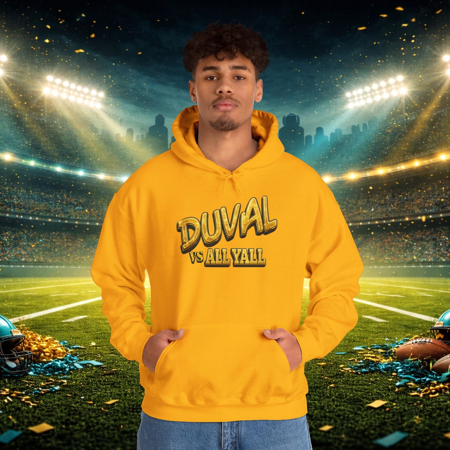 Duval vs All Y’all Hoodie — "Playoff Mode: Locked In" Football Fan Sweatshirt Printify