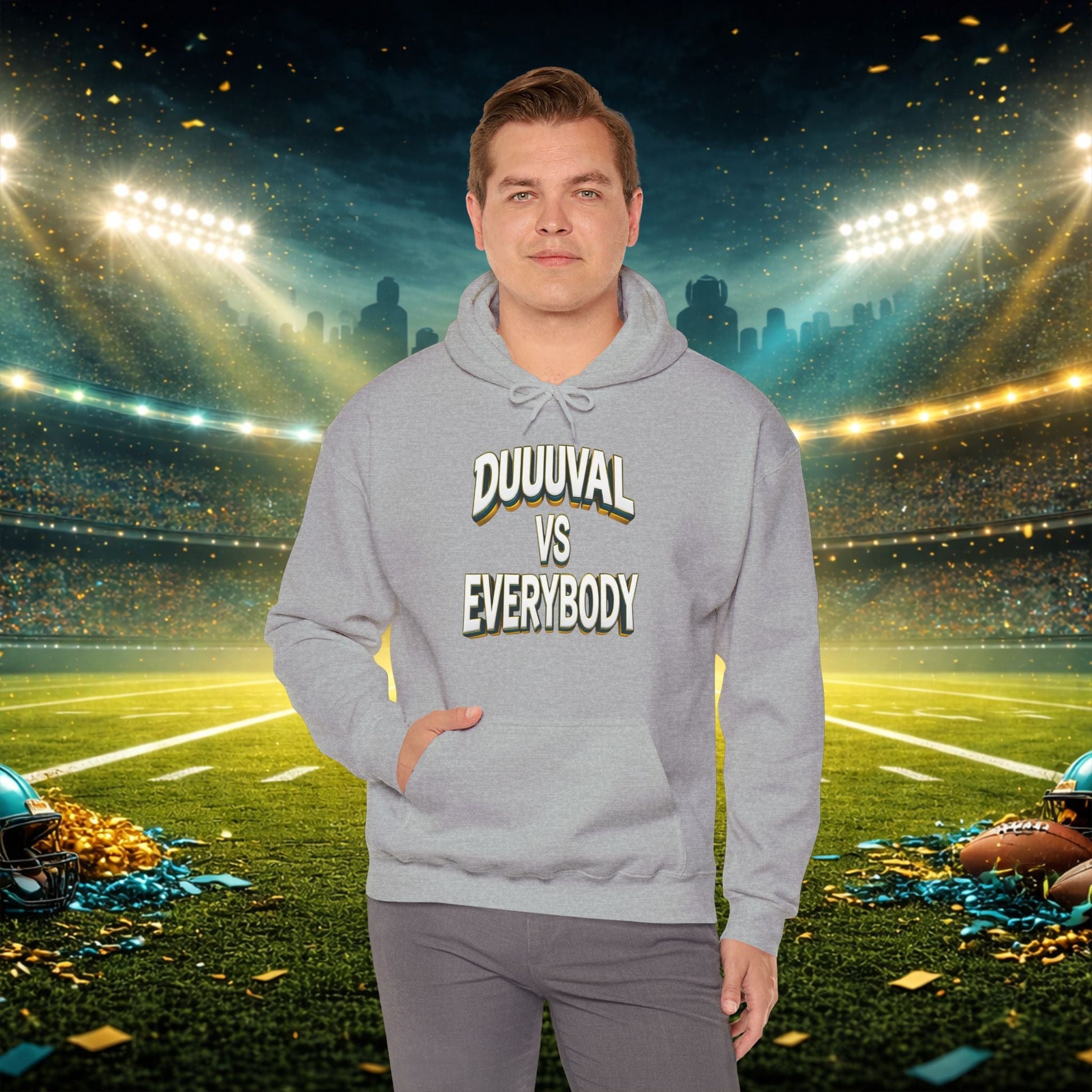 Defend The Bank Hoodie — "DUUUVAL vs EVERYBODY" Jacksonville Streetwear Hoodie Printify
