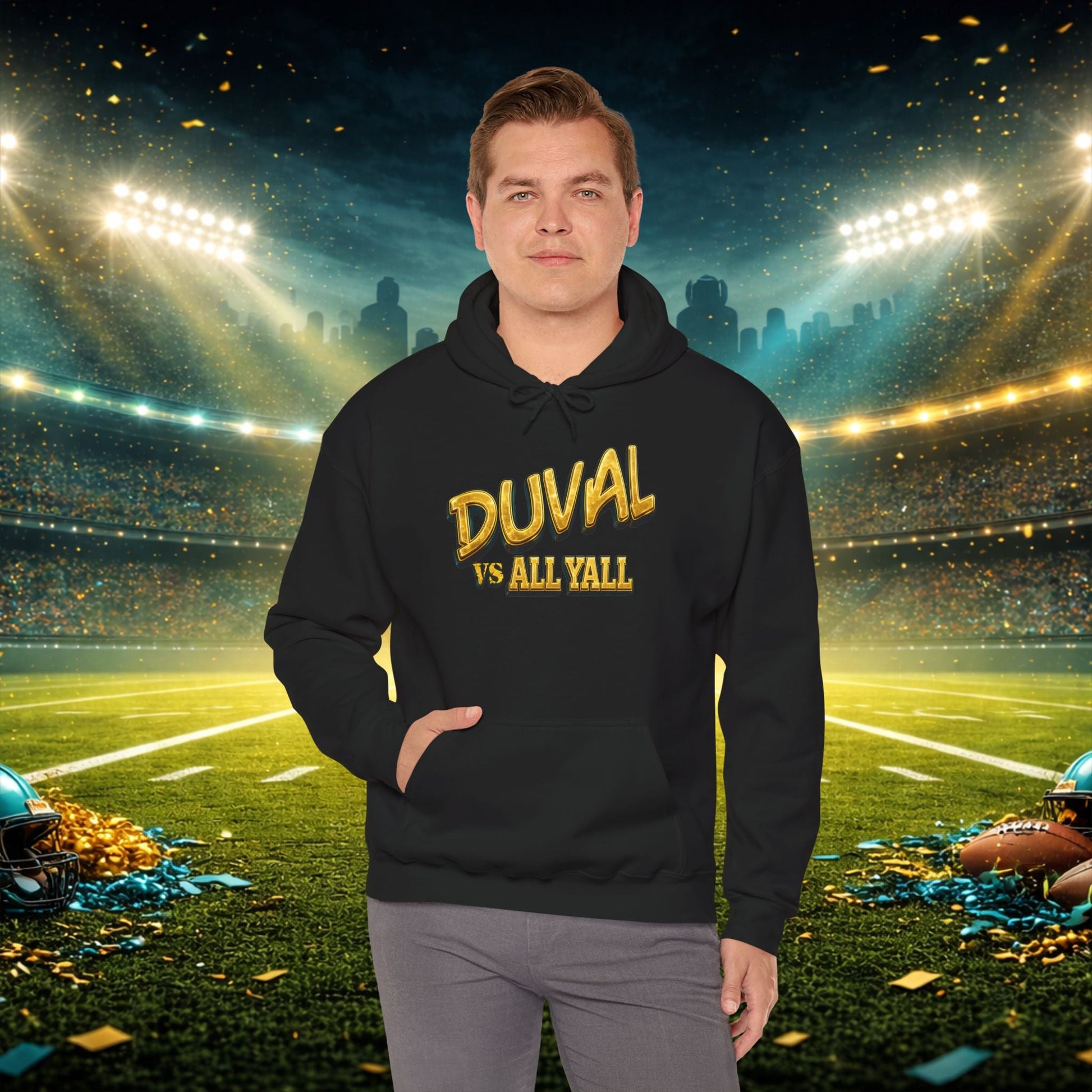 Duval vs All Y’all Hoodie — "Playoff Mode: Locked In" Football Fan Sweatshirt Printify