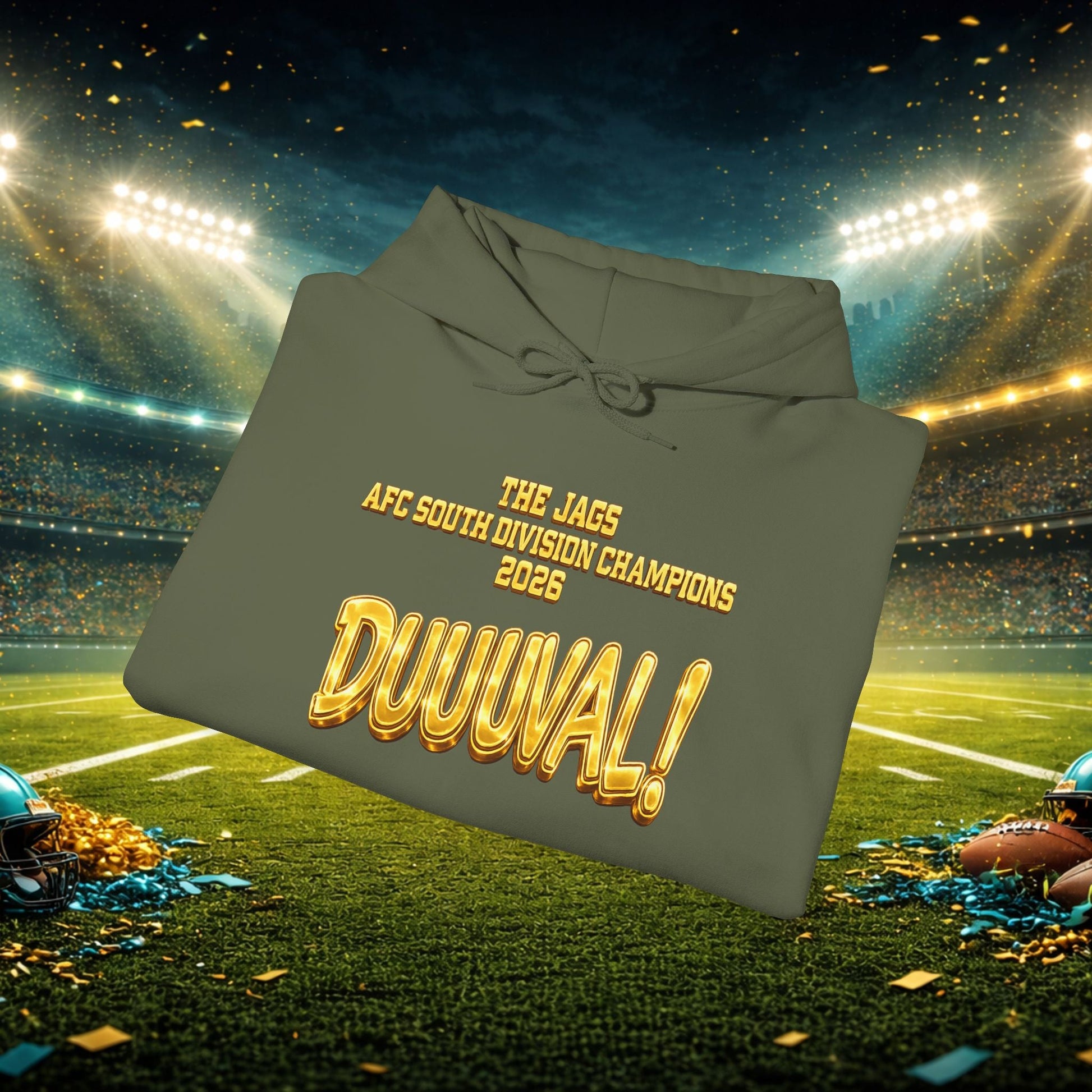 DUUUVAL Football Hoodie – "Locked In, Hunt Every Down" Team Pride Sweatshirt Printify