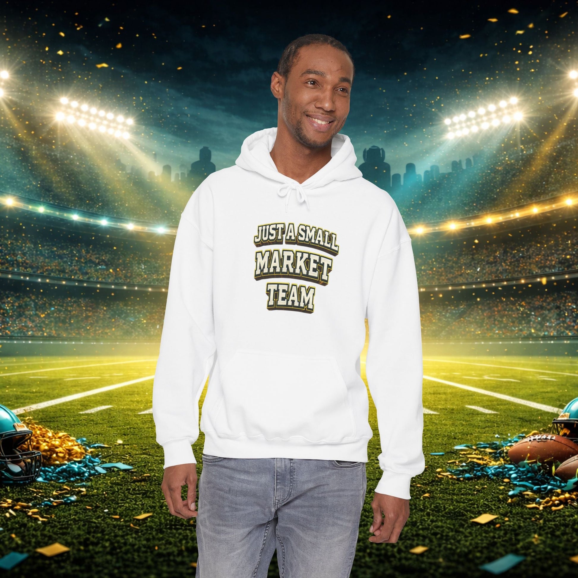 Big A Whoopin Hoodie — "Just a Small Market Team" Football Fan Sweatshirt Printify