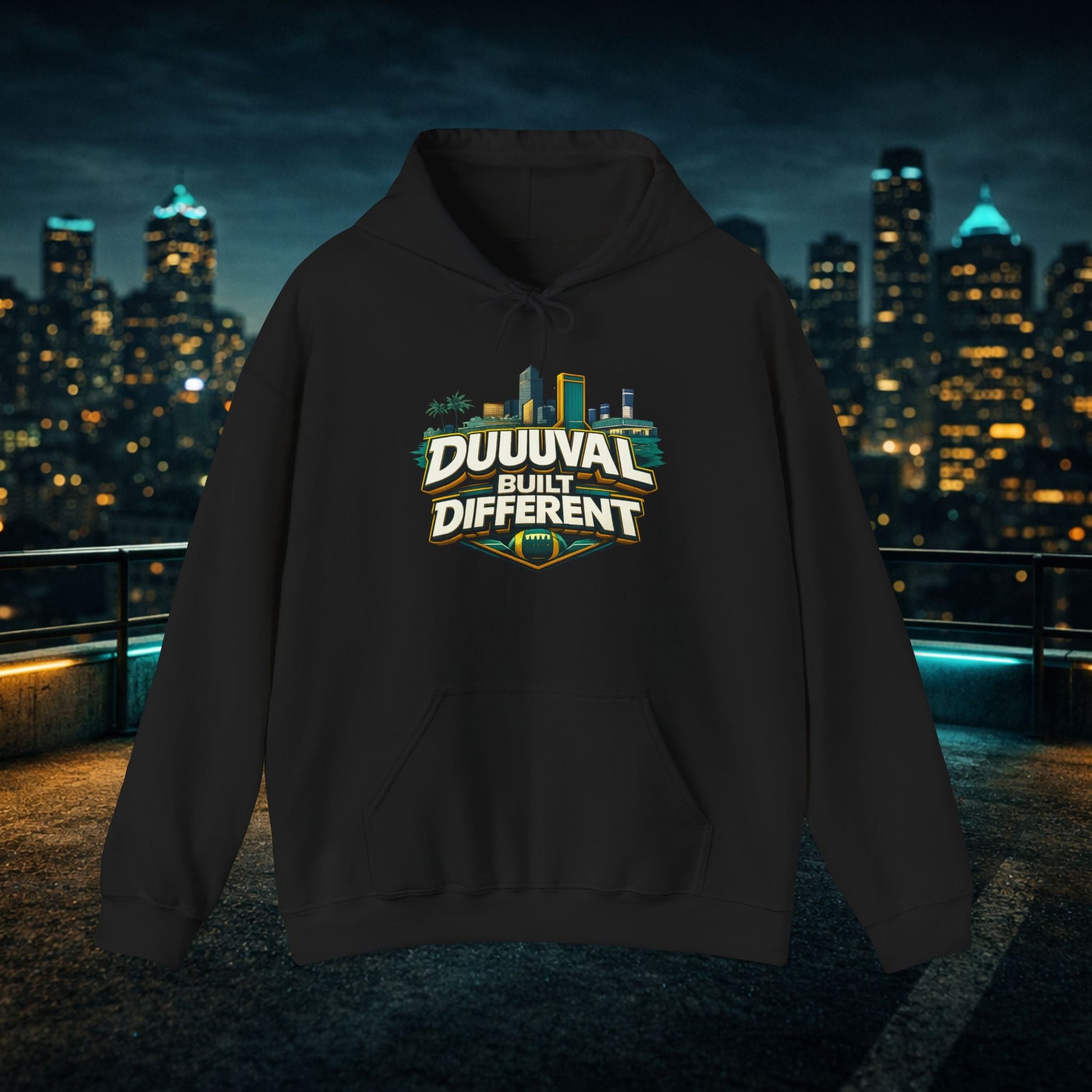 Duuuval Built Different / Defend The Bank Hoodie — Jacksonville Pride Graphic Hoodie Printify