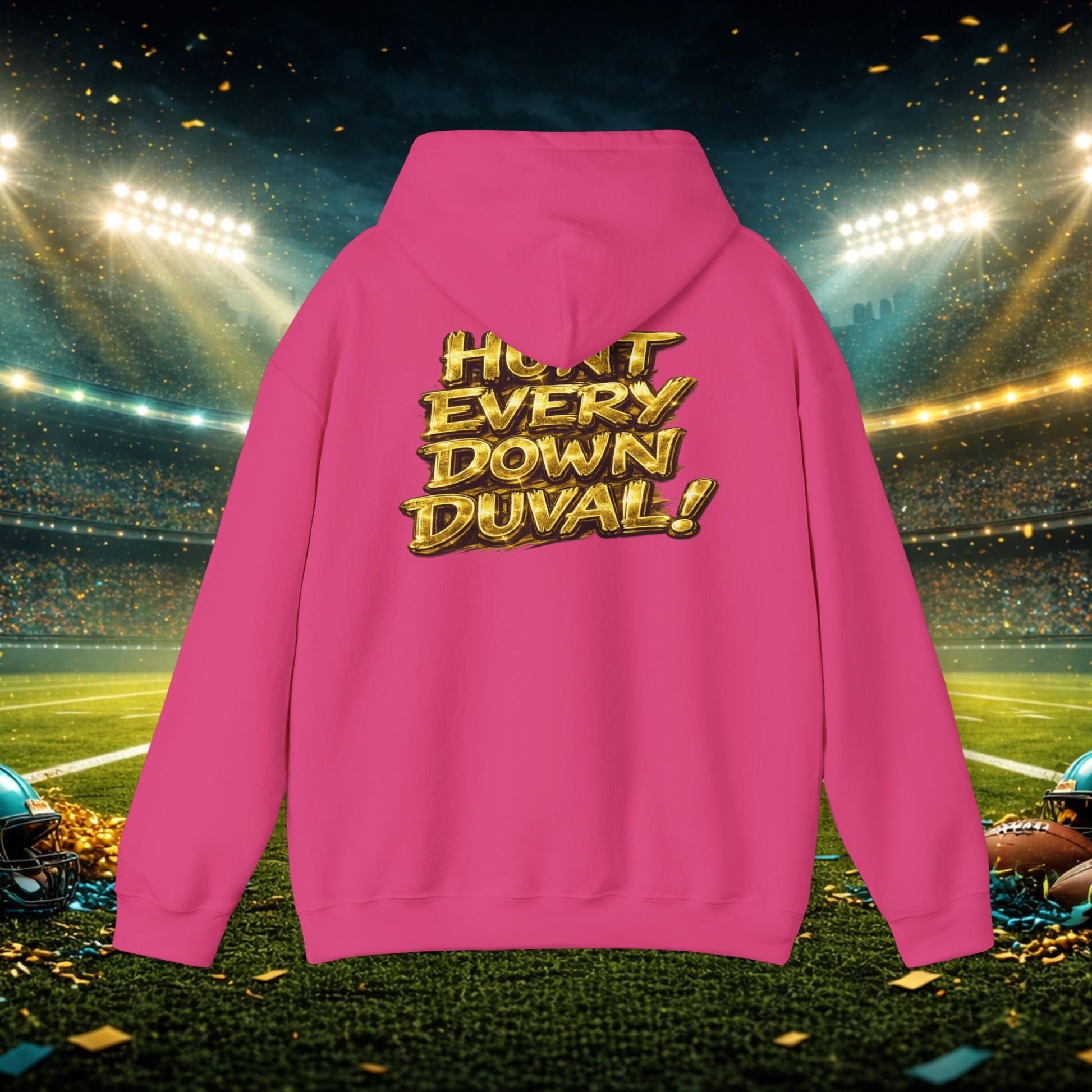 DUUUVAL Football Hoodie – "Locked In, Hunt Every Down" Team Pride Sweatshirt Printify