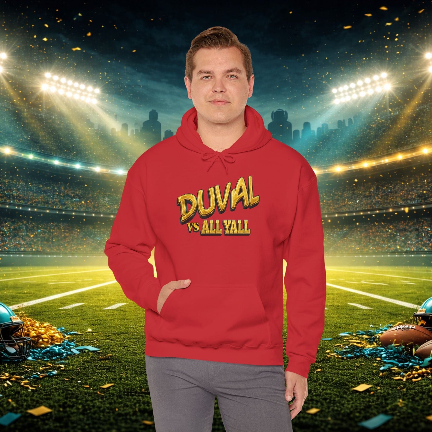 Duval vs All Y’all Hoodie — "Playoff Mode: Locked In" Football Fan Sweatshirt Printify
