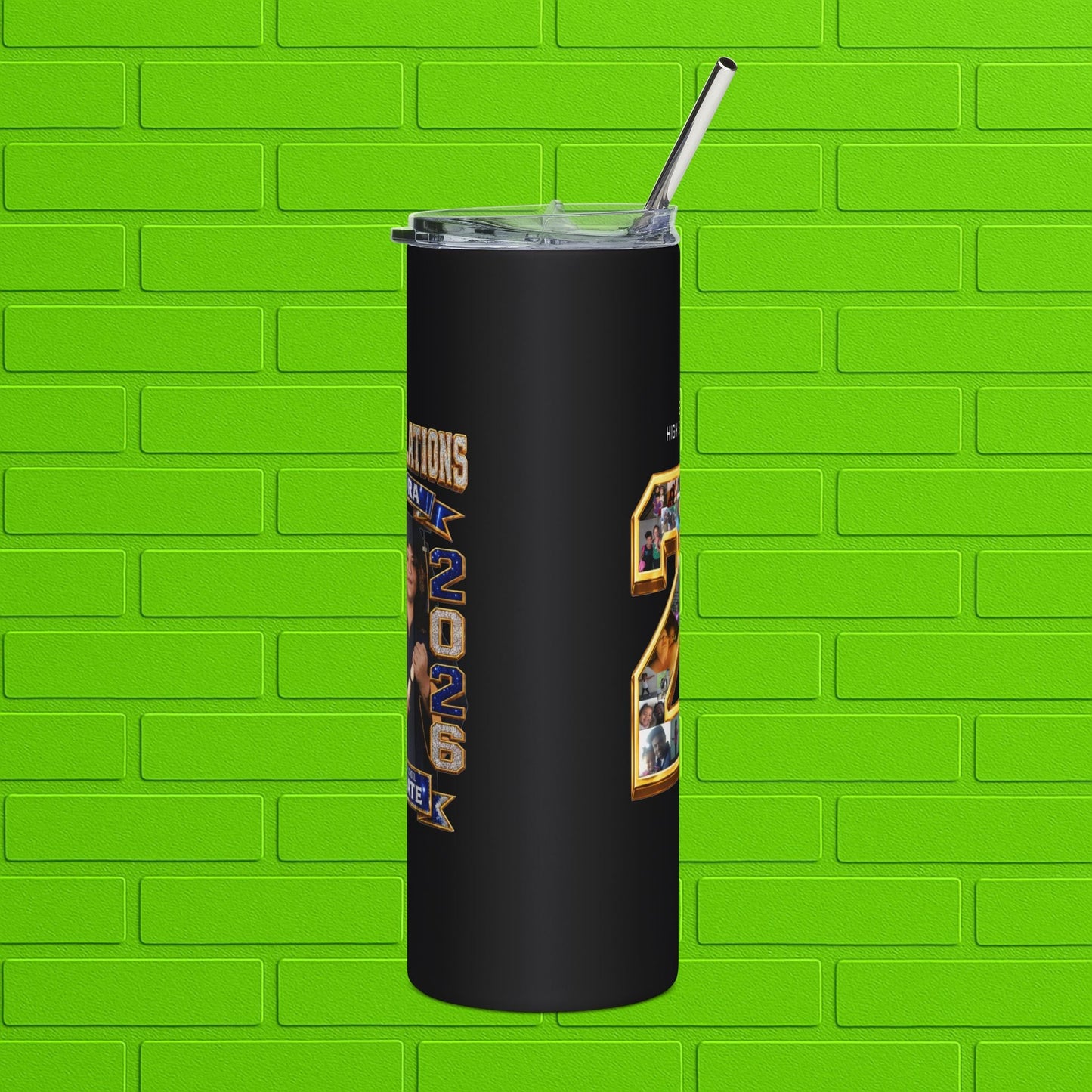 Graduation Photo 20oz Stainless Tumbler — Personalized 'Congratulations Graduate' Printify