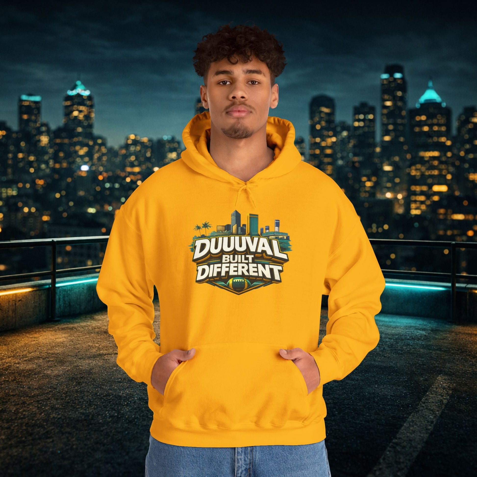 Duuuval Built Different / Defend The Bank Hoodie — Jacksonville Pride Graphic Hoodie Printify