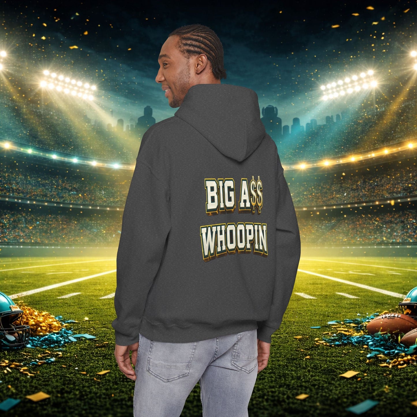 Big A Whoopin Hoodie — "Just a Small Market Team" Football Fan Sweatshirt Printify