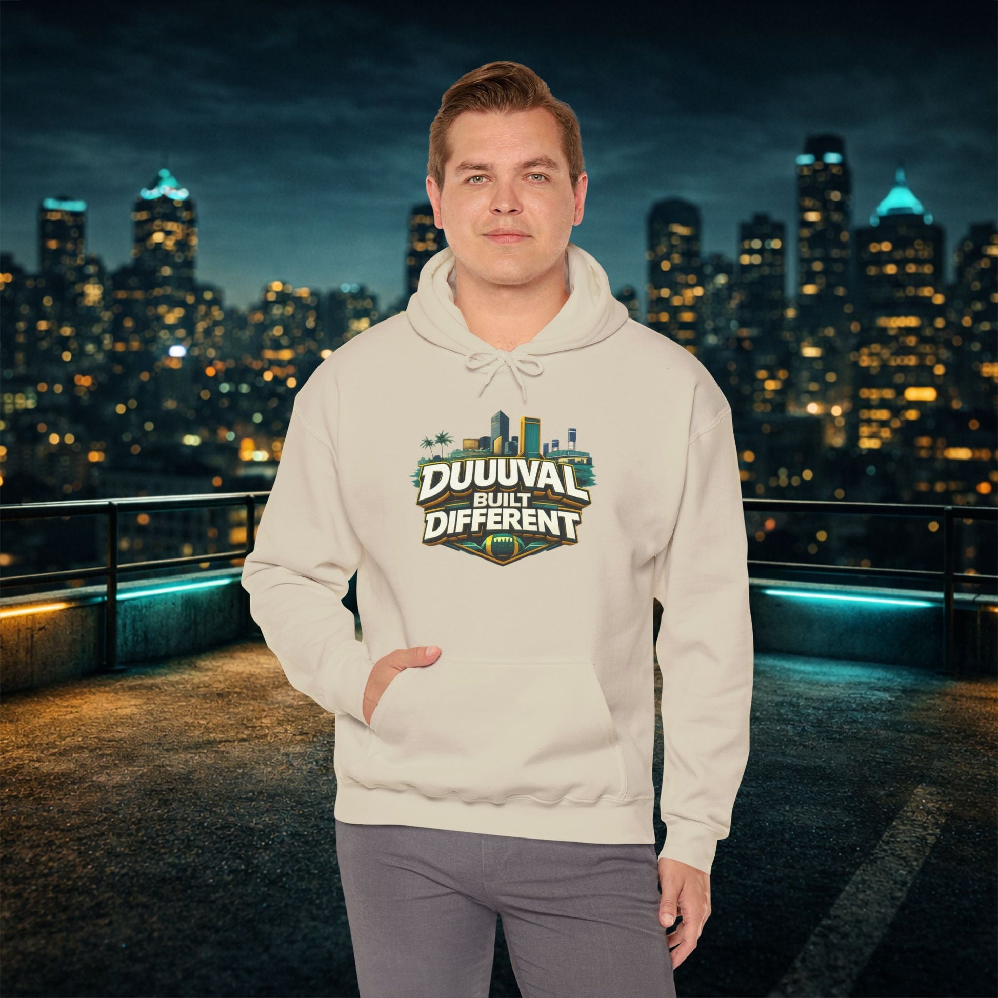 Duuuval Built Different / Defend The Bank Hoodie — Jacksonville Pride Graphic Hoodie Printify
