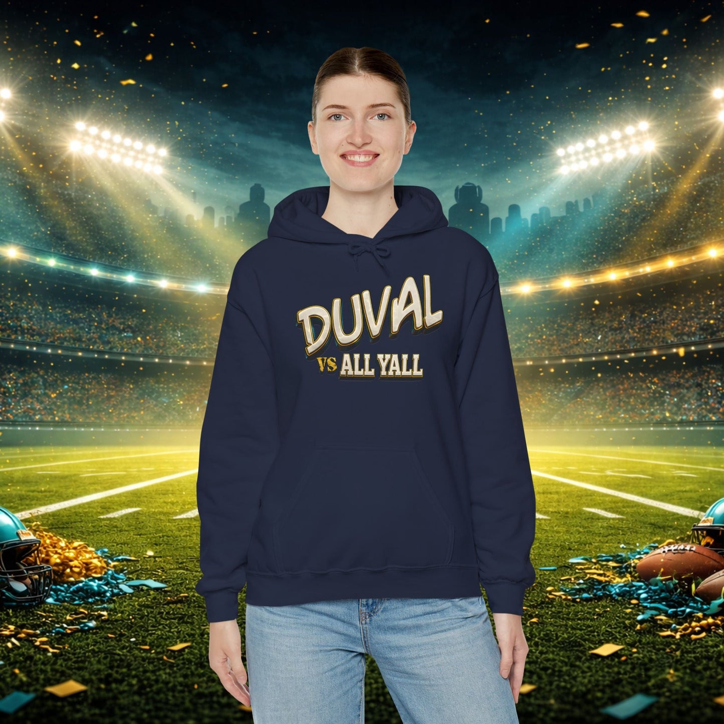 Duval vs All Y’all Hoodie — "Playoff Mode: Locked In" Football Fan Sweatshirt Printify