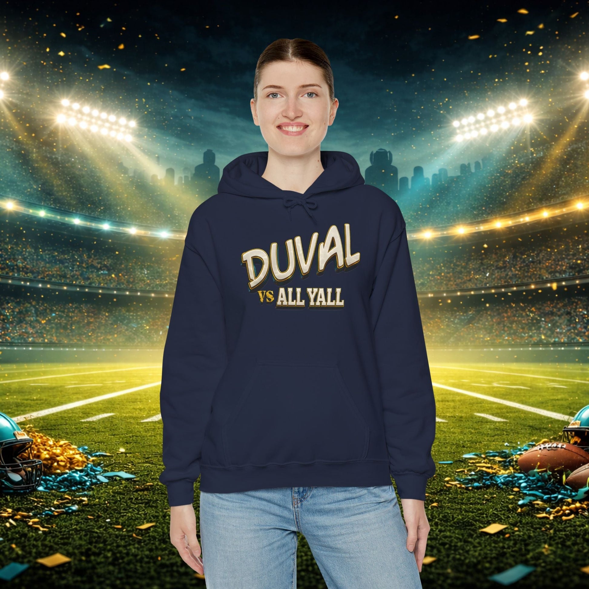 Duval vs All Y’all Hoodie — "Playoff Mode: Locked In" Football Fan Sweatshirt Printify