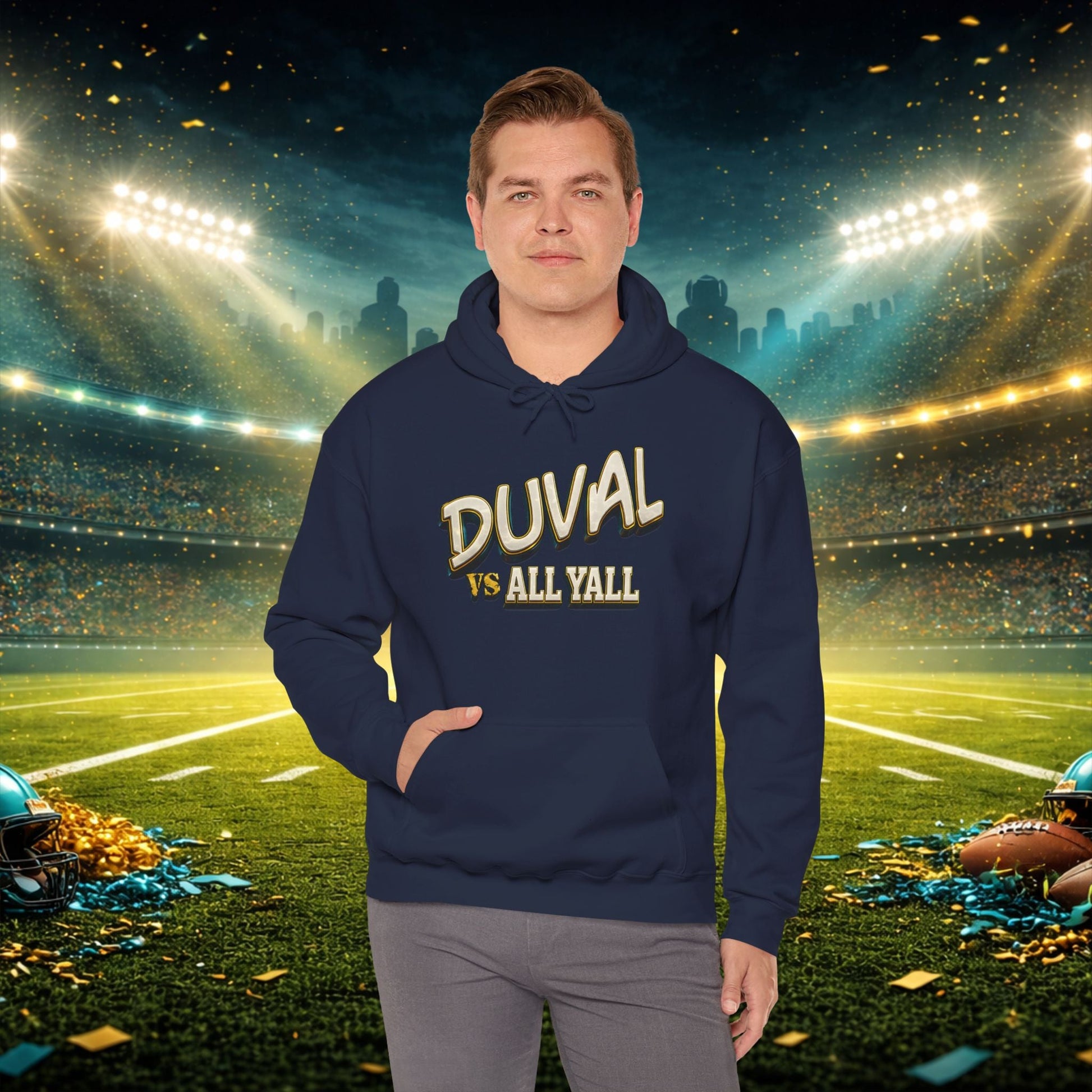 Duval vs All Y’all Hoodie — "Playoff Mode: Locked In" Football Fan Sweatshirt Printify