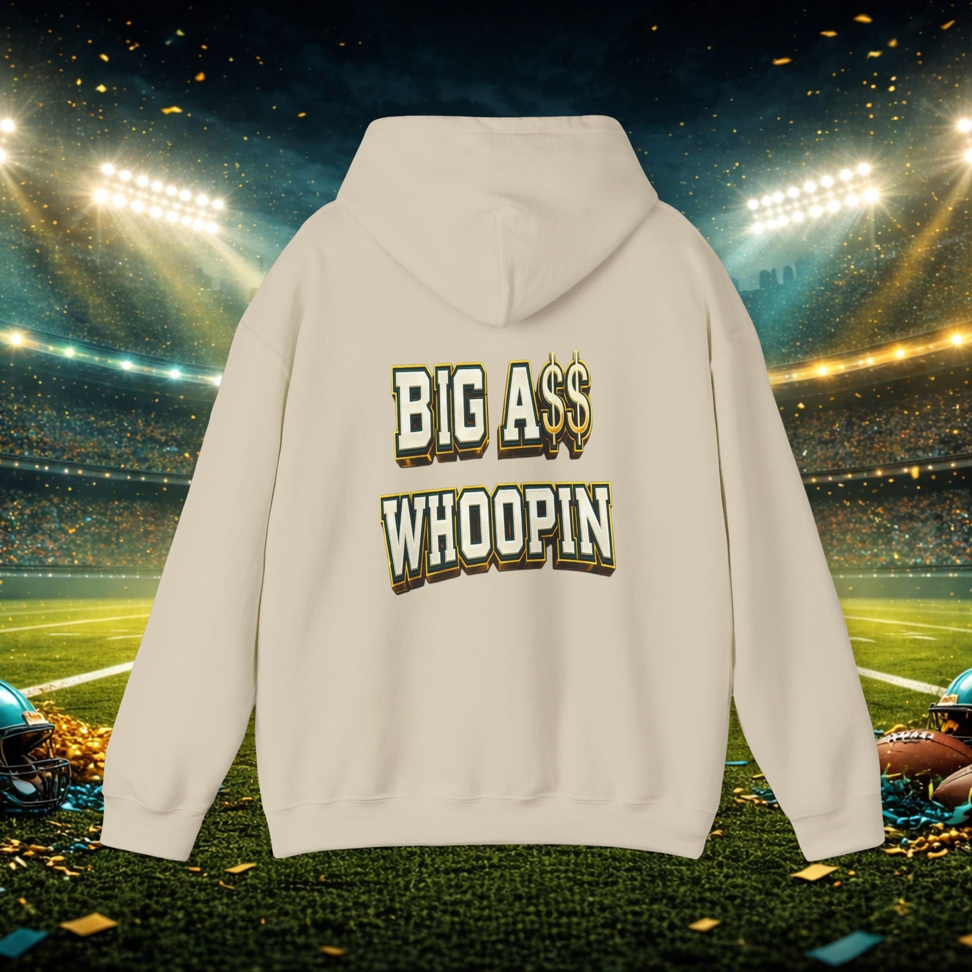 Big A Whoopin Hoodie — "Just a Small Market Team" Football Fan Sweatshirt Printify