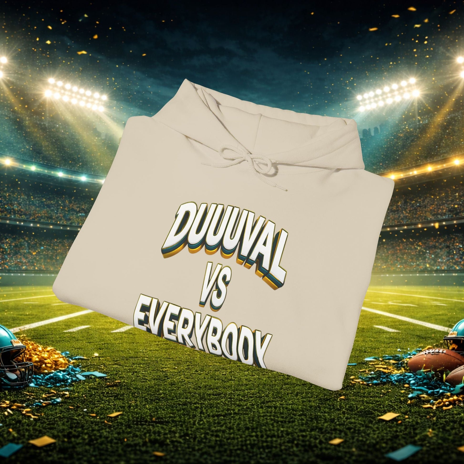 Defend The Bank Hoodie — "DUUUVAL vs EVERYBODY" Jacksonville Streetwear Hoodie Printify