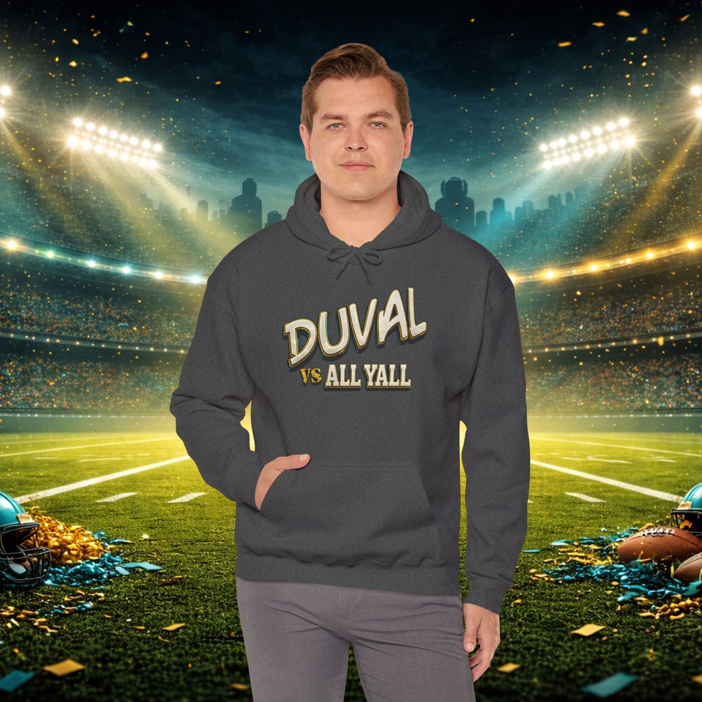 Duval vs All Y’all Hoodie — "Playoff Mode: Locked In" Football Fan Sweatshirt Printify
