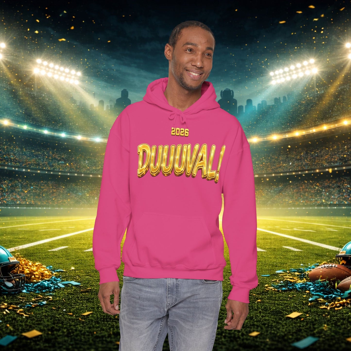 DUUUVAL Football Hoodie – "Locked In, Hunt Every Down" Team Pride Sweatshirt Printify