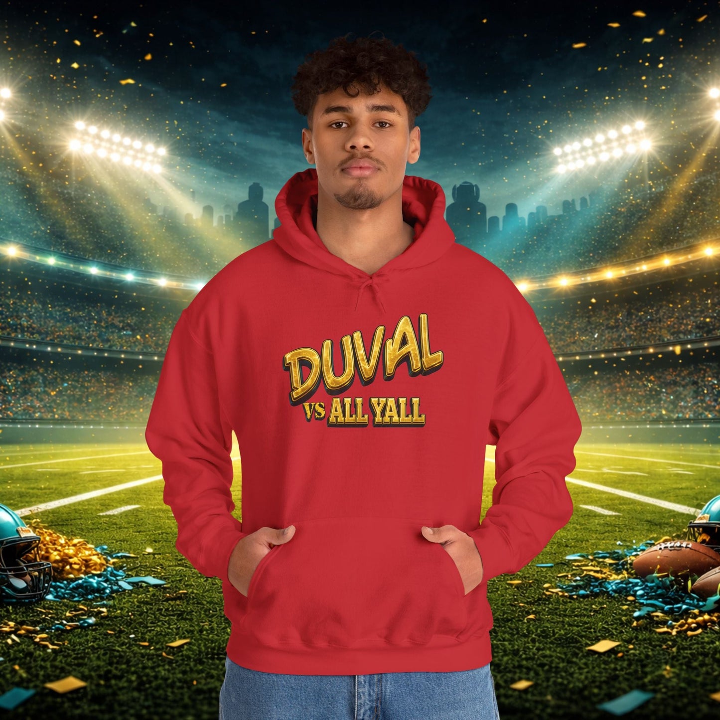 Duval vs All Y’all Hoodie — "Playoff Mode: Locked In" Football Fan Sweatshirt Printify