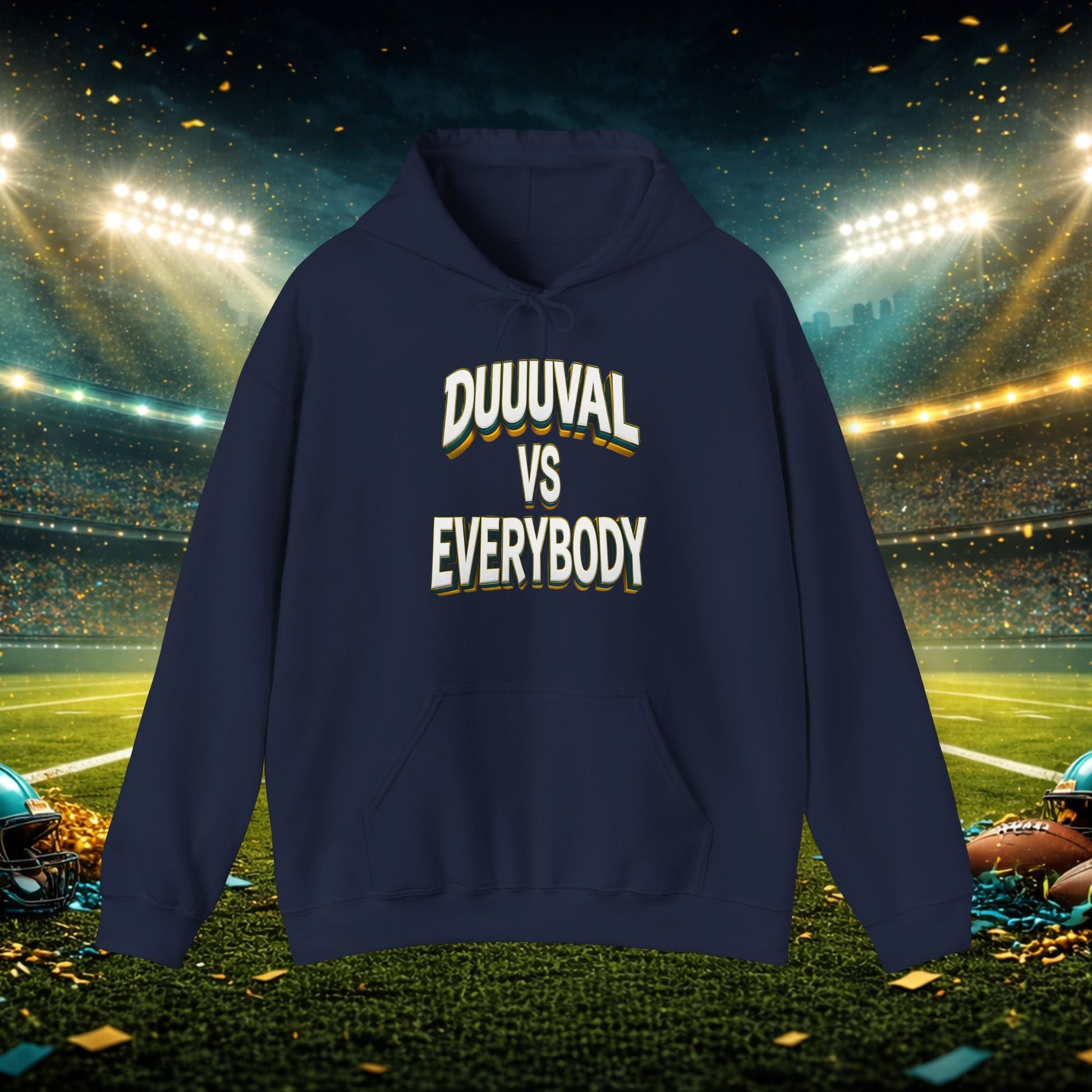 Defend The Bank Hoodie — "DUUUVAL vs EVERYBODY" Jacksonville Streetwear Hoodie Printify