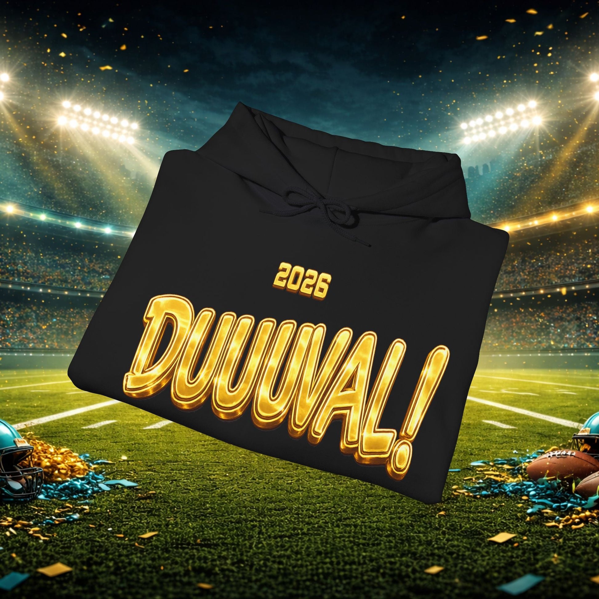 DUUUVAL Football Hoodie – "Locked In, Hunt Every Down" Team Pride Sweatshirt Printify