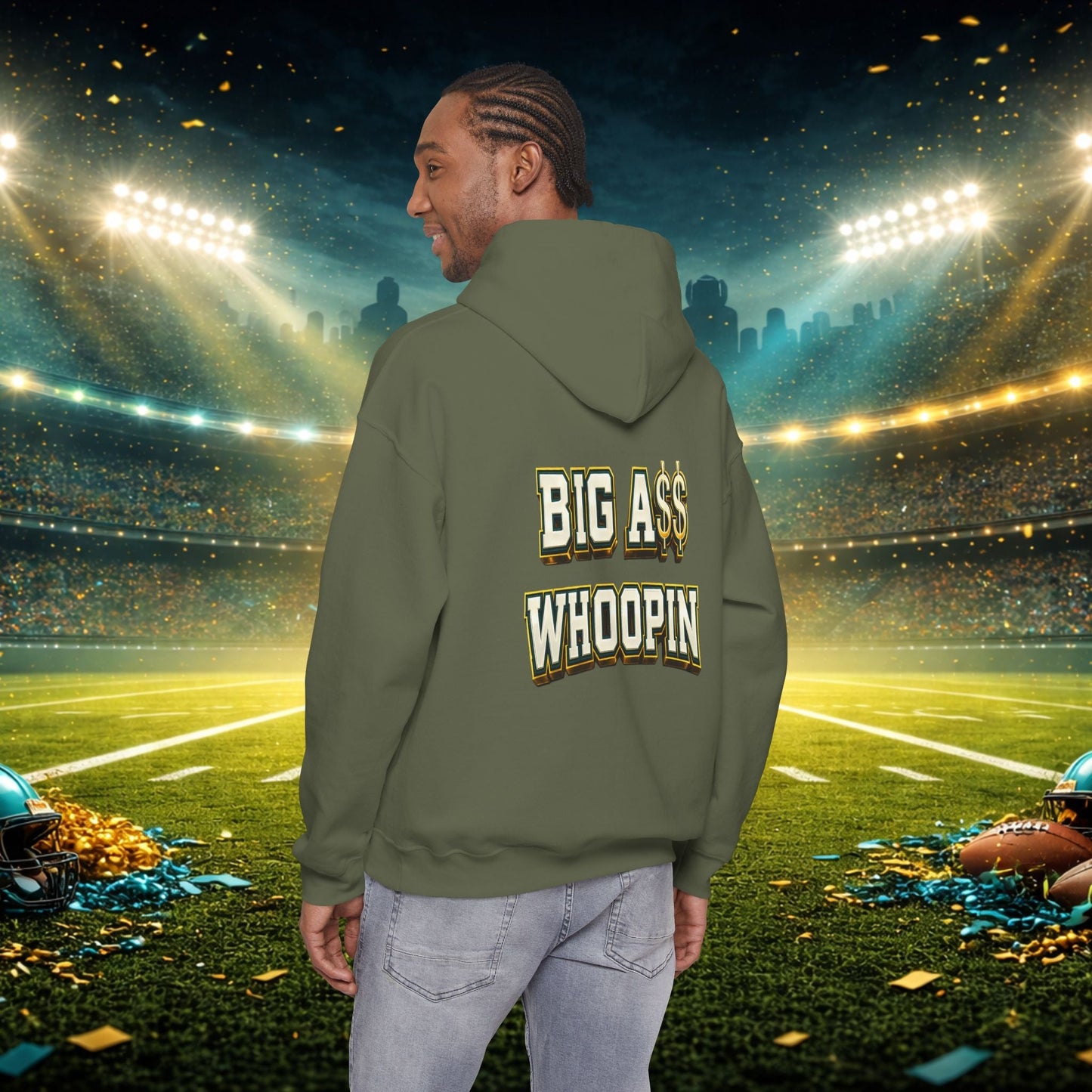 Big A Whoopin Hoodie — "Just a Small Market Team" Football Fan Sweatshirt Printify